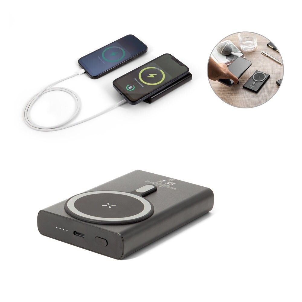 WRIGHT 10 Magnetische Powerbank mit Schnellladefunktion aus recyceltem Aluminium und recyceltem ABS, 10'000 mAh - schwarz-198
