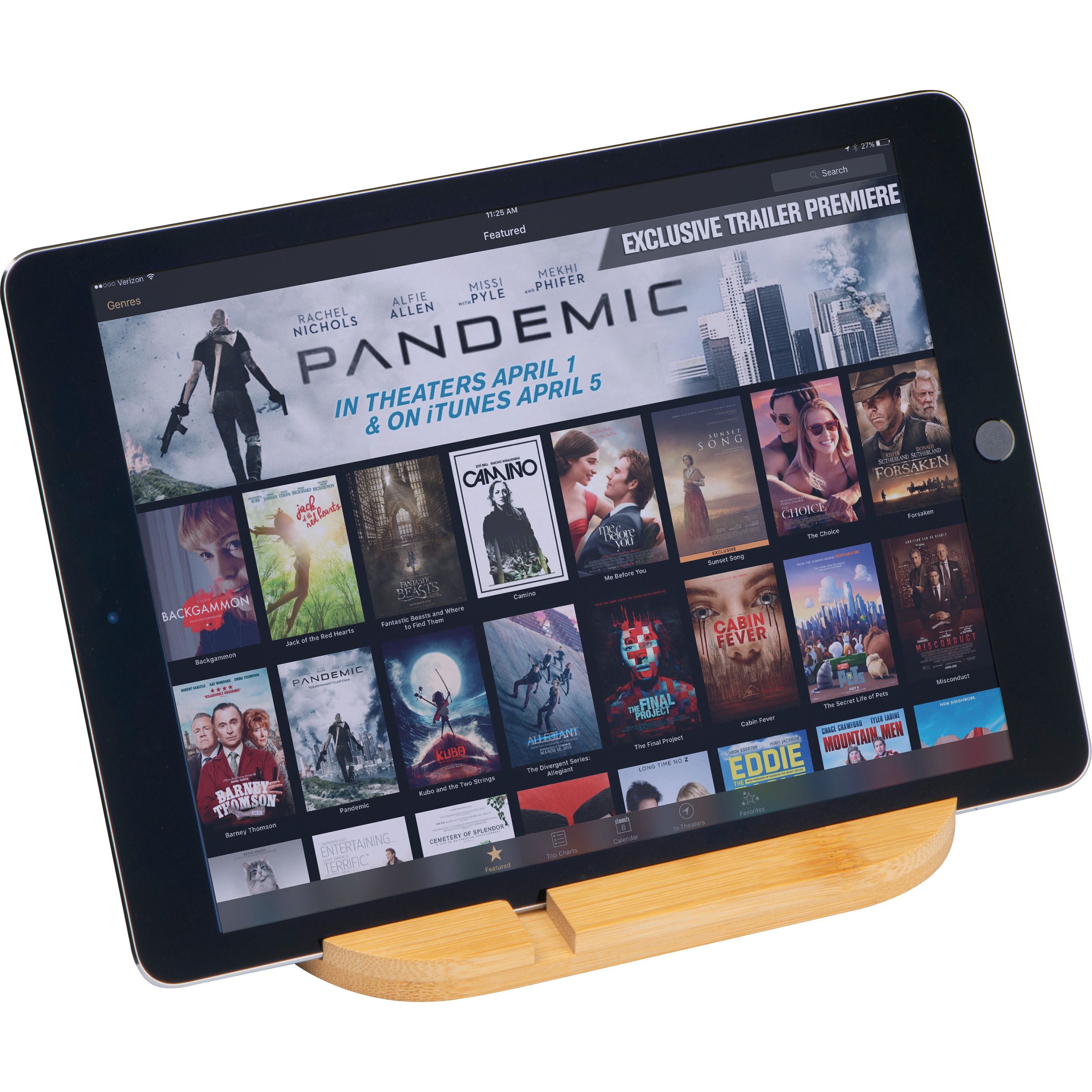 Tablet- und Smartphonehalter aus Bambus - beige-612