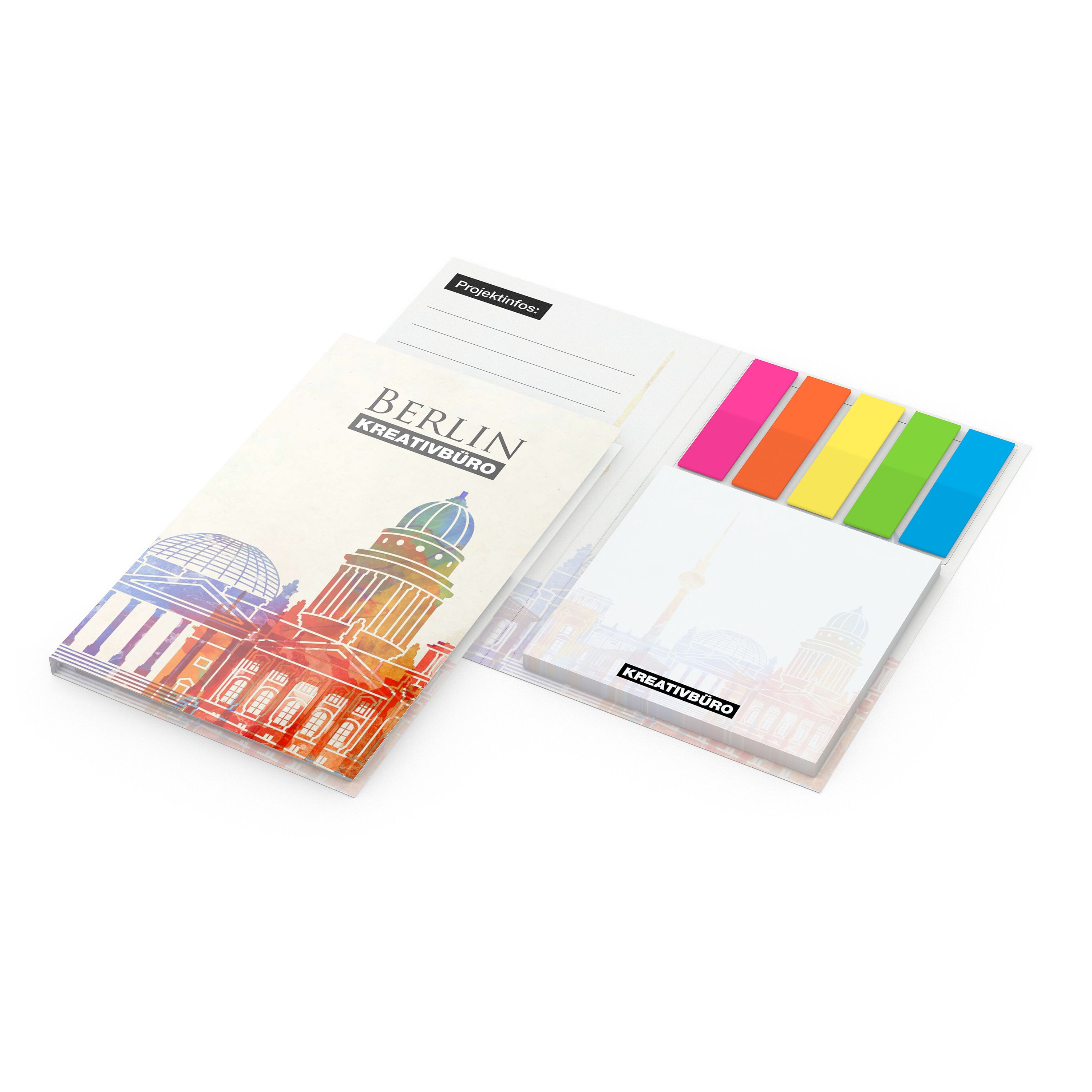 Haftnotiz-Set Berlin, Filmmarker, Naturkarton weiß-individuell-123