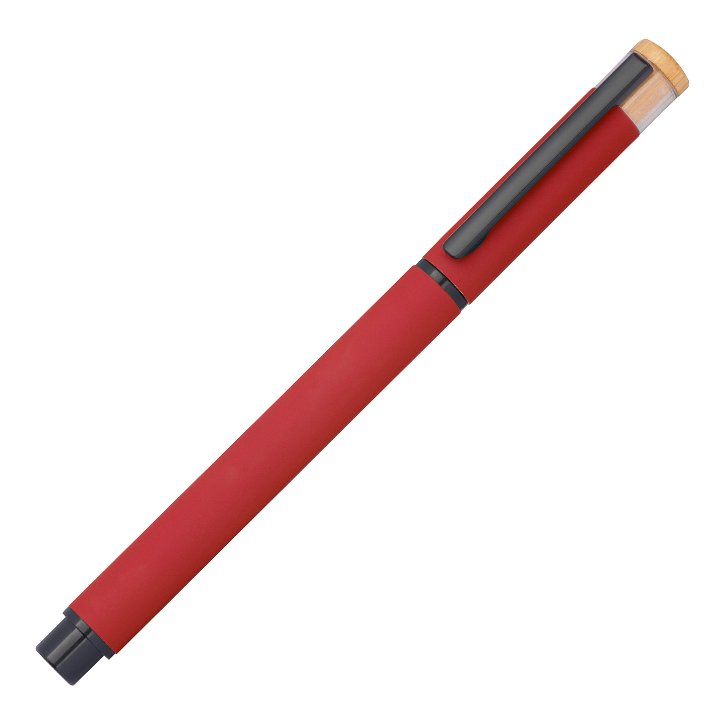 Schreibset mit Kugelschreiber und Rollerball aus recyceltem Aluminium  - rot-635