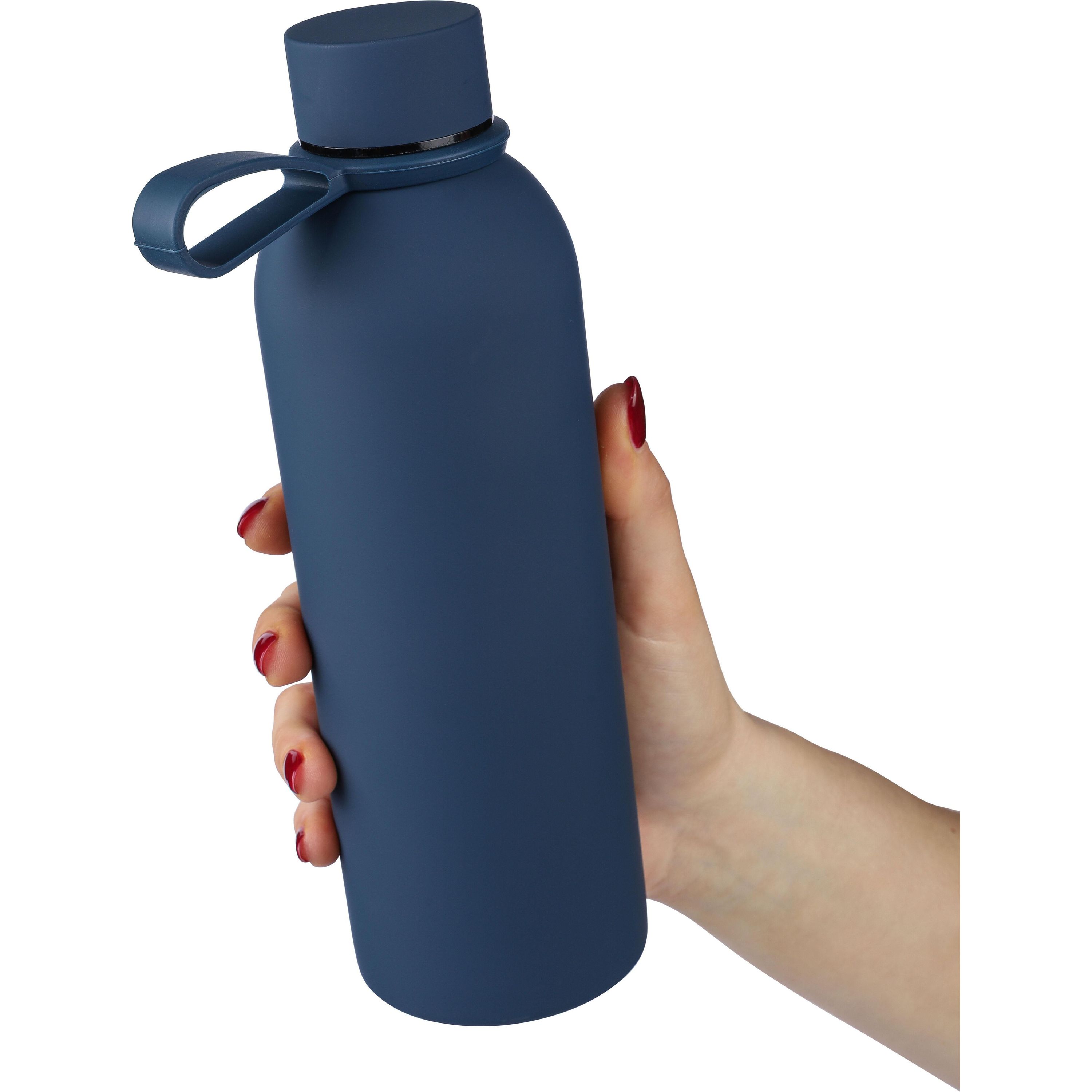 Doppelwandige Trinkflasche aus recyceltem Edelstahl (500 ml) Sena - schwarz-833