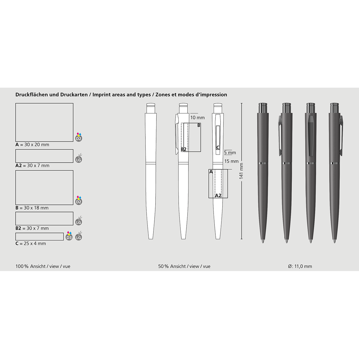 Druckkugelschreiber Snooker metal Mc - weissmetallic-208