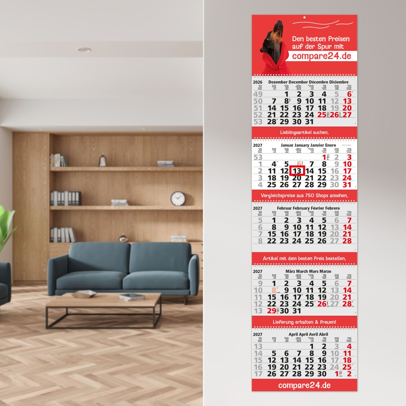 5-Monatskalender Mehrblock Grande Wire-O 5-187