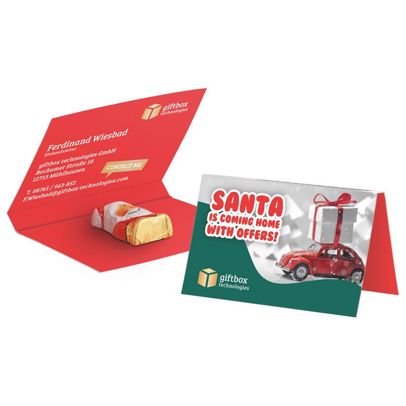 Werbekarte Visitenkartenformat, Mini-Schoko Weihnachtsmann-17