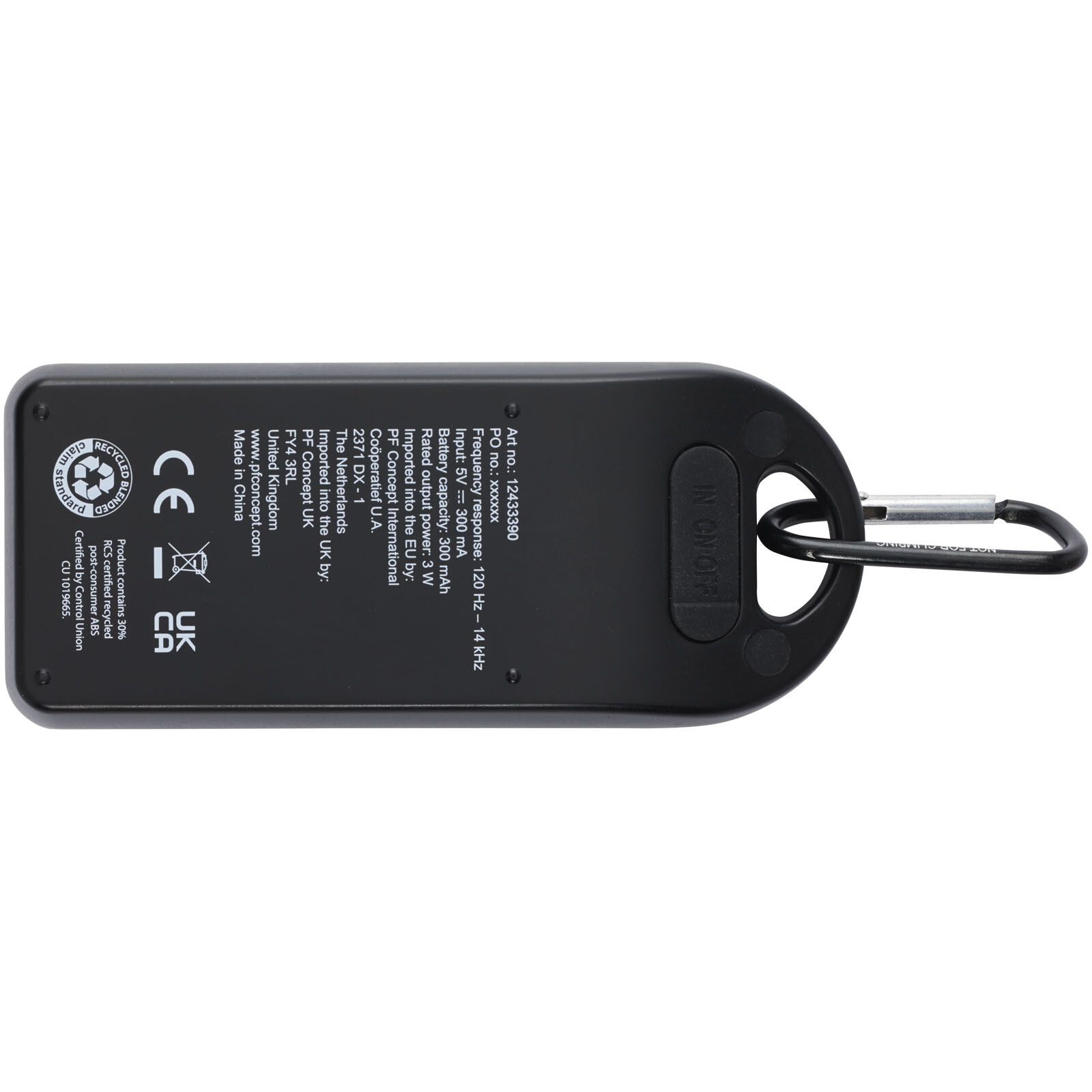 Omni 3 W IPX4 Bluetooth-Lautsprecher aus recyceltem RCS Kunststoff - schwarz-433