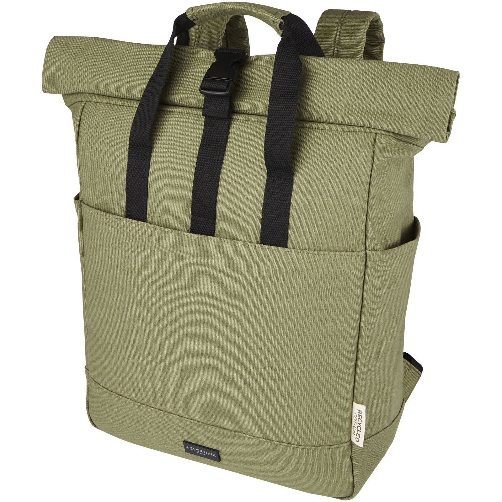 Joey 15" GRS Rolltop Laptoprucksack aus recyceltem Canvas 15 L - olive-16