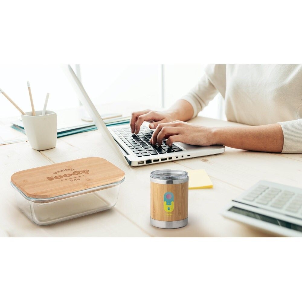 LYCKA Becher aus Bambus und Edelstahl, 350 ml - natur-395