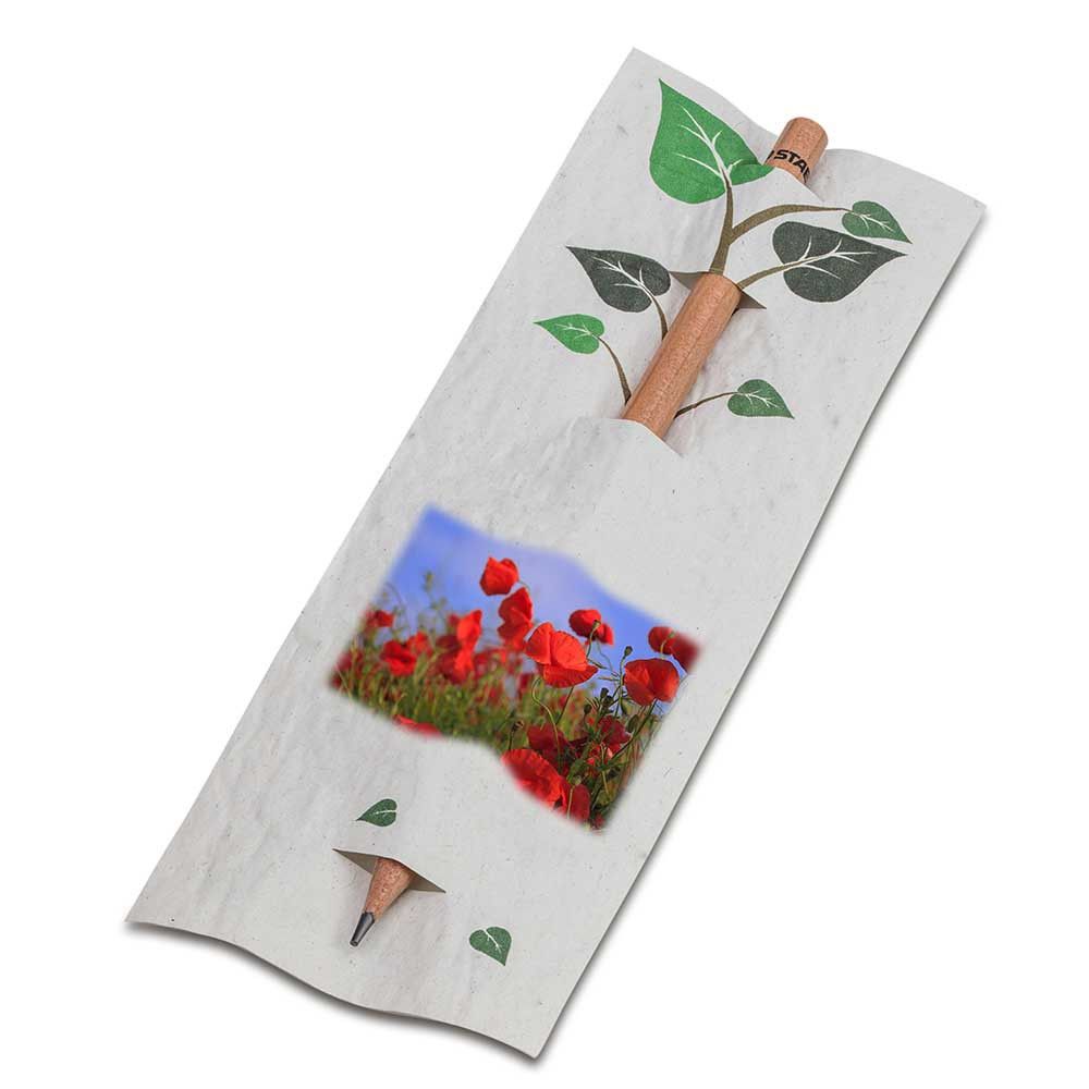 Bleistift im Samenpapieretui - Mohnblume, Druck 4/4c, Lasergravur-31