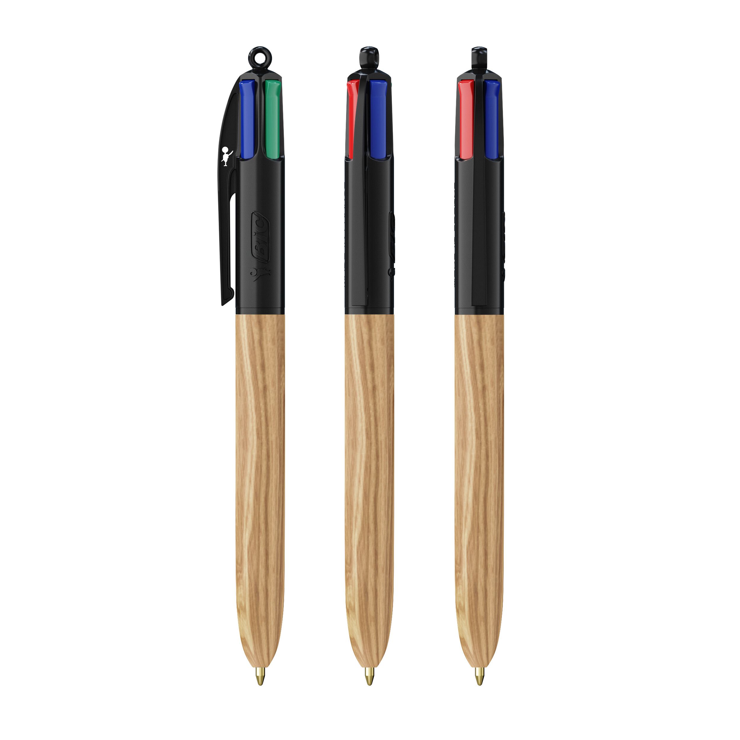 BIC® 4 Colours® Wood Style - schwarz - naturholz-450