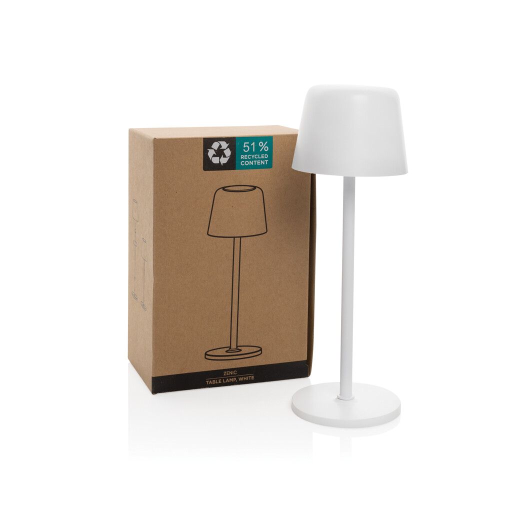 Zenic USB Tischleuchte aus RCS recyceltem Kunststoff - weiß-920