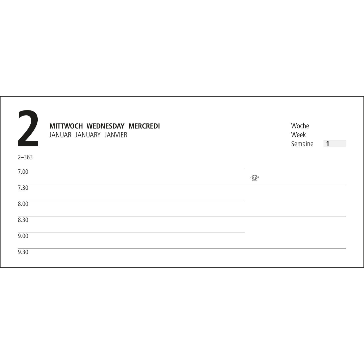 Tageskalender Basic, dunkelblau, Kupferprägung-316
