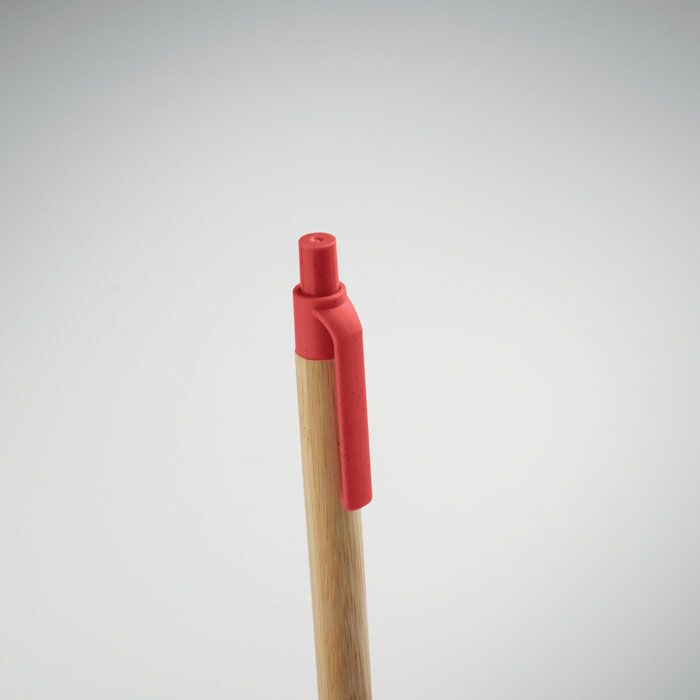 Druckkugelschreiber mit Bambus ITEA COLOUR - rot-637