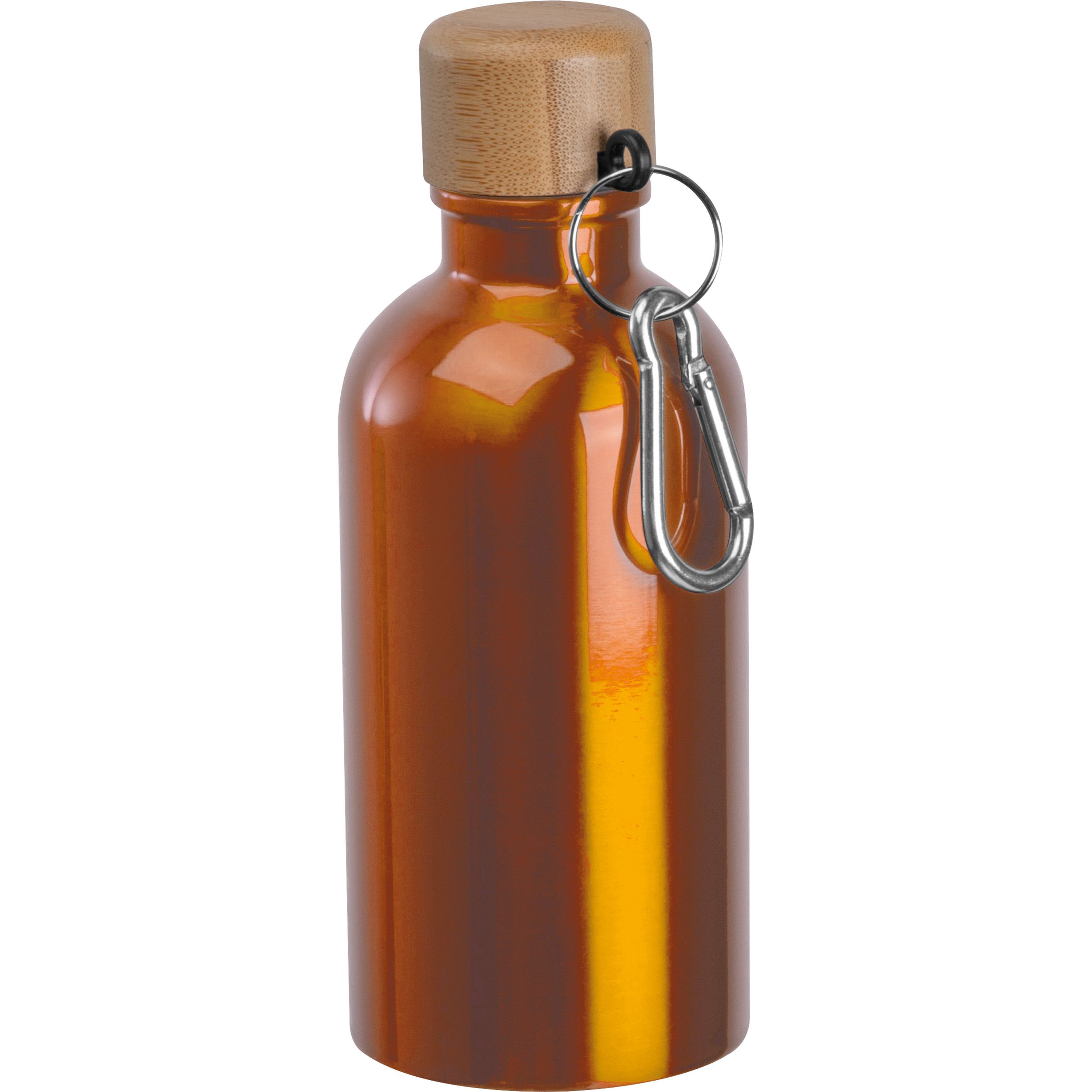 Edelstahltrinkflasche mit Karabiner, 400ml - orange-191