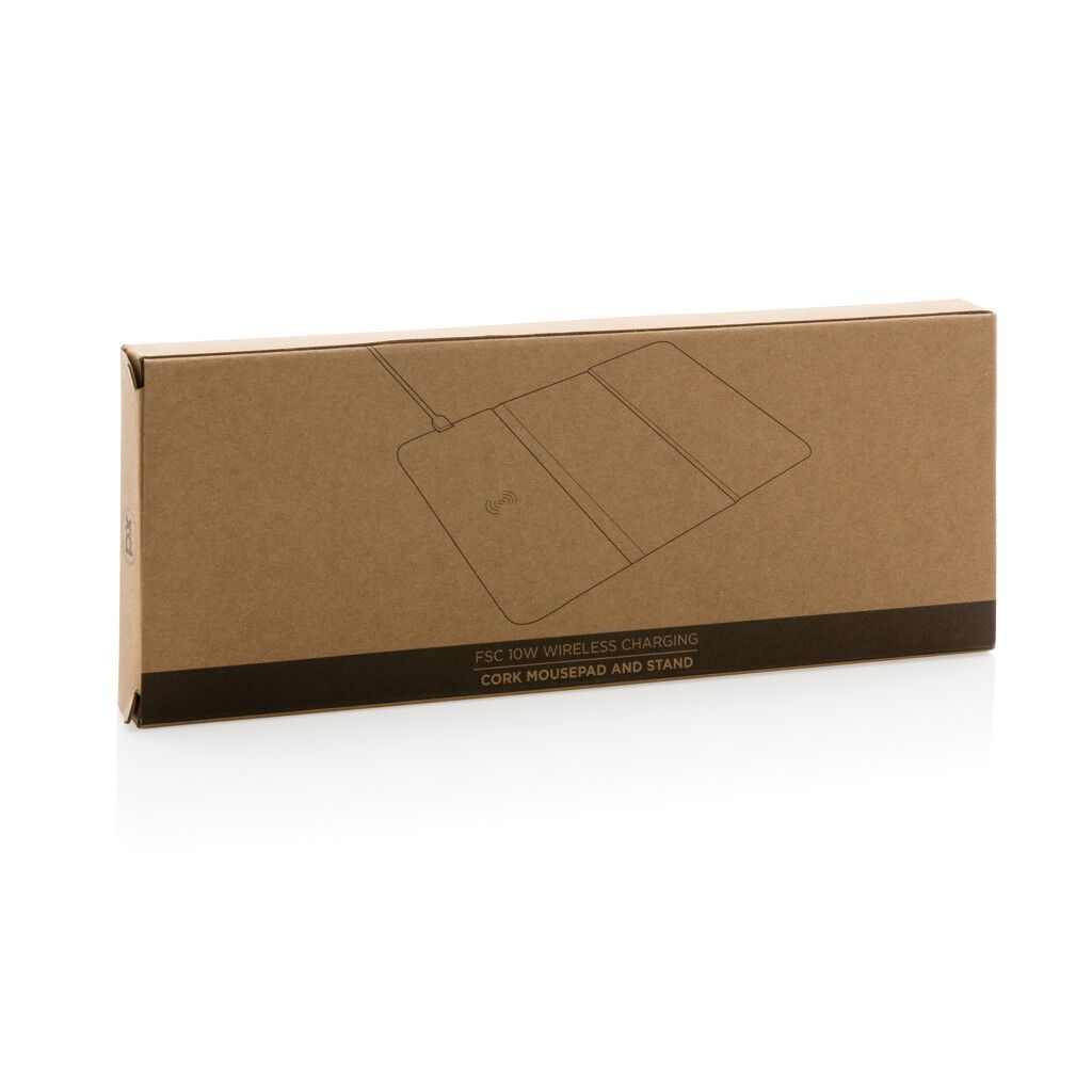 Wireless 10W Kork-Mauspad mit Ladefunktion und Ständer - braun-763