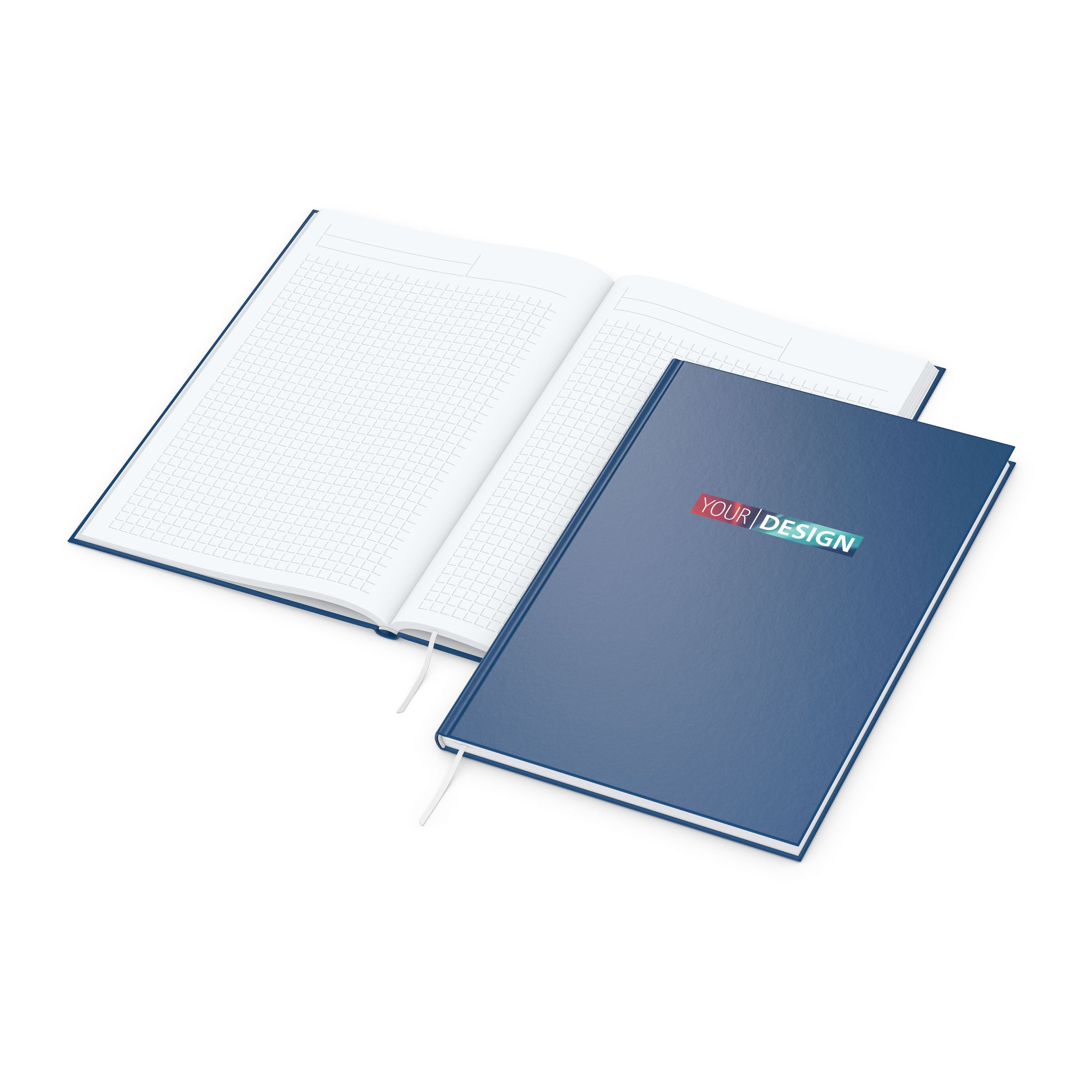 Notizbuch Note-Book, A4, Winkelkaro, dunkelblau-850