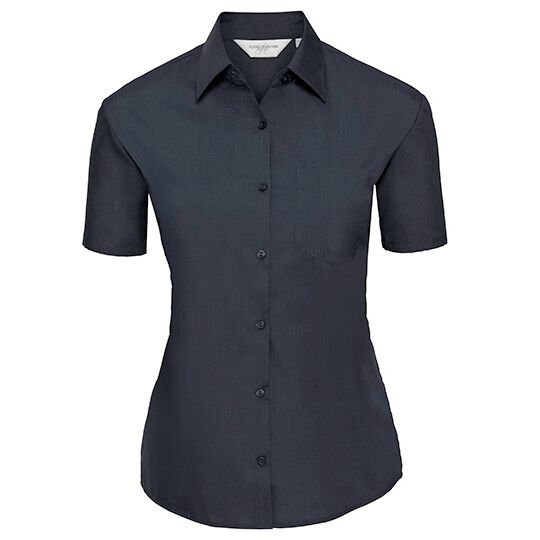 Ladies' Short Sleeve Classic Polycotton Poplin Shirt - french navy-960