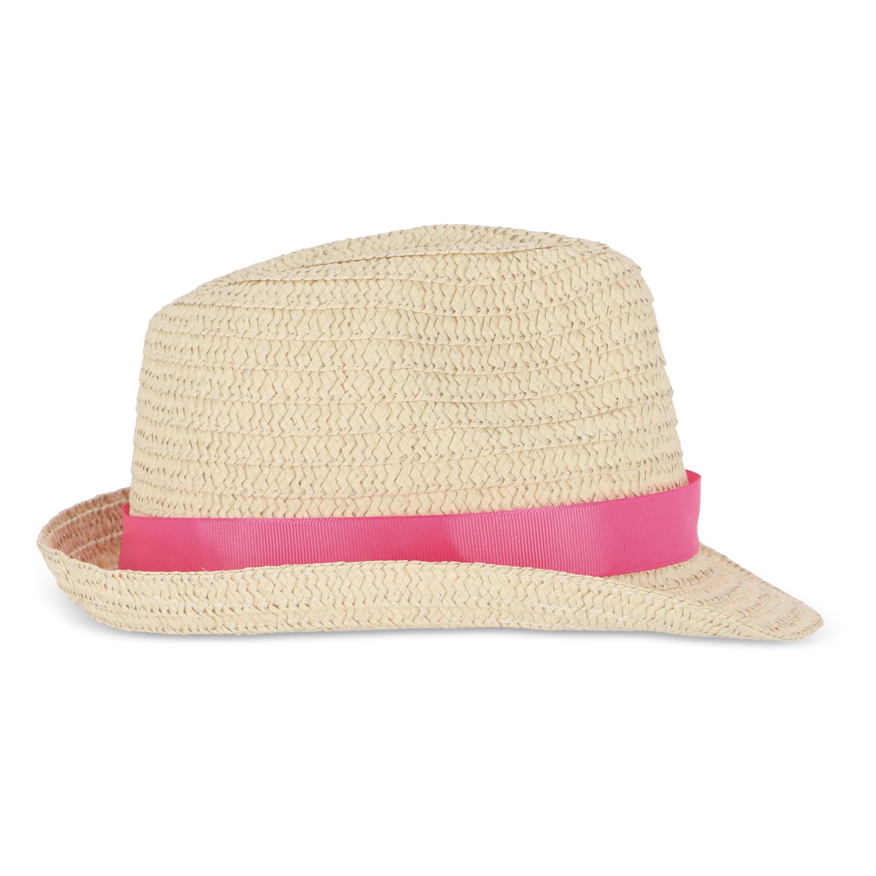 Pflanzlicher Strohhut mit farbigem Band - rosa-590