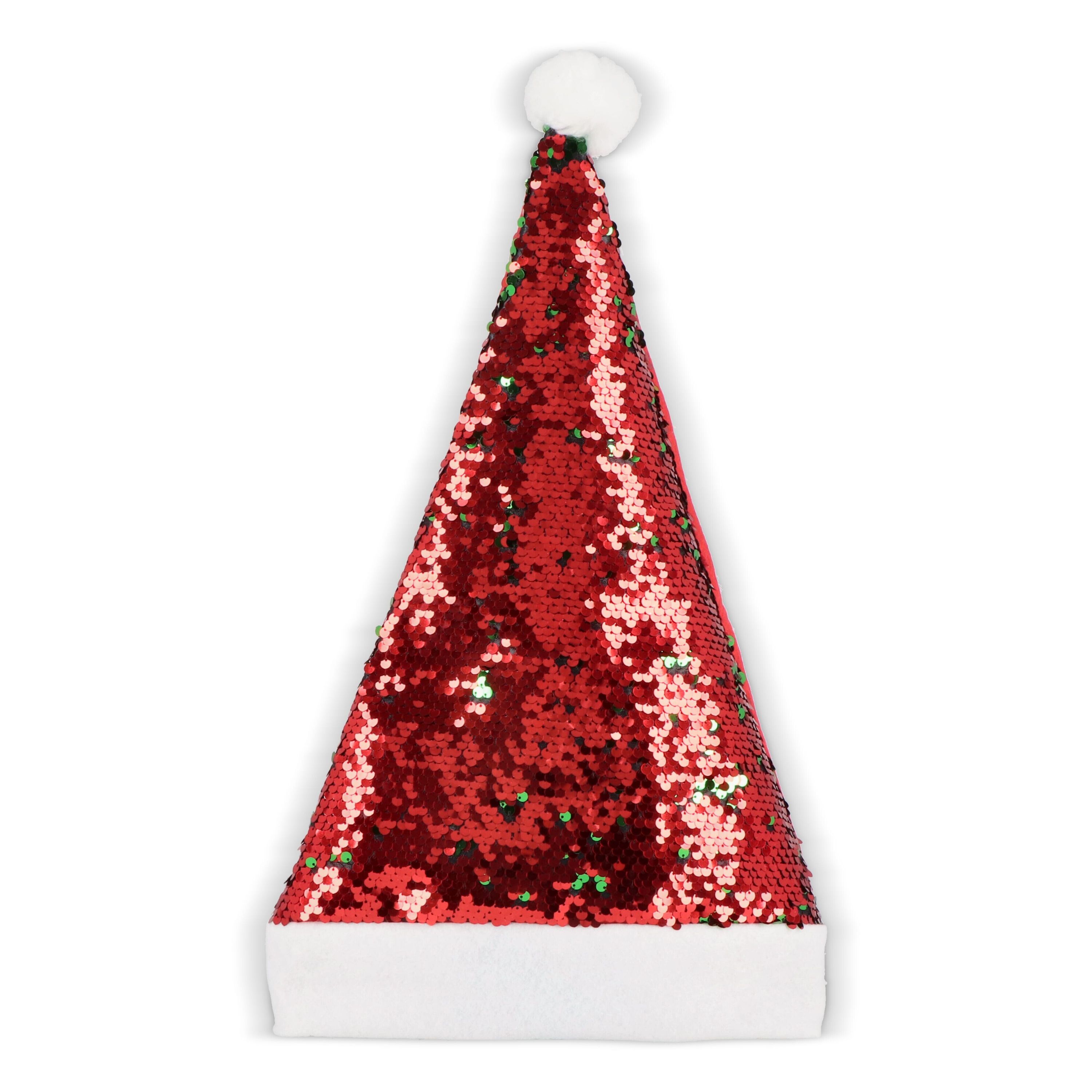 Zweifarbige Pailletten-Weihnachtsmütze - rot  -  grün-53
