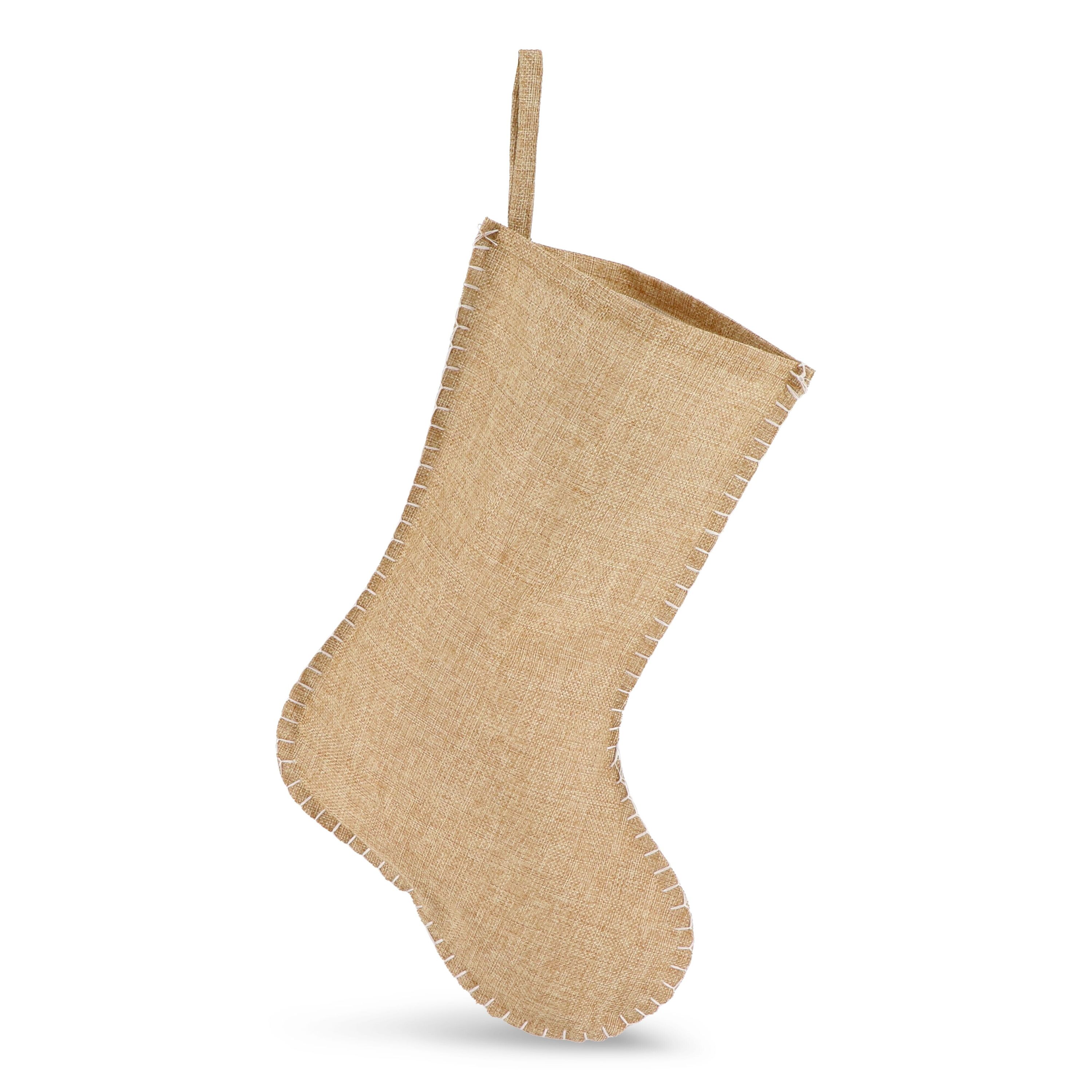 Weihnachtsstrumpf im Jute-Stil mit Ziernaht 40 cm - natur-938