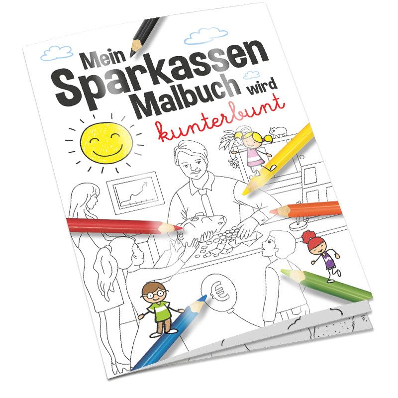 Malbuch / Mal-Set A6 - Sparkassen - Malset mit 2-c Logoeindruck-734