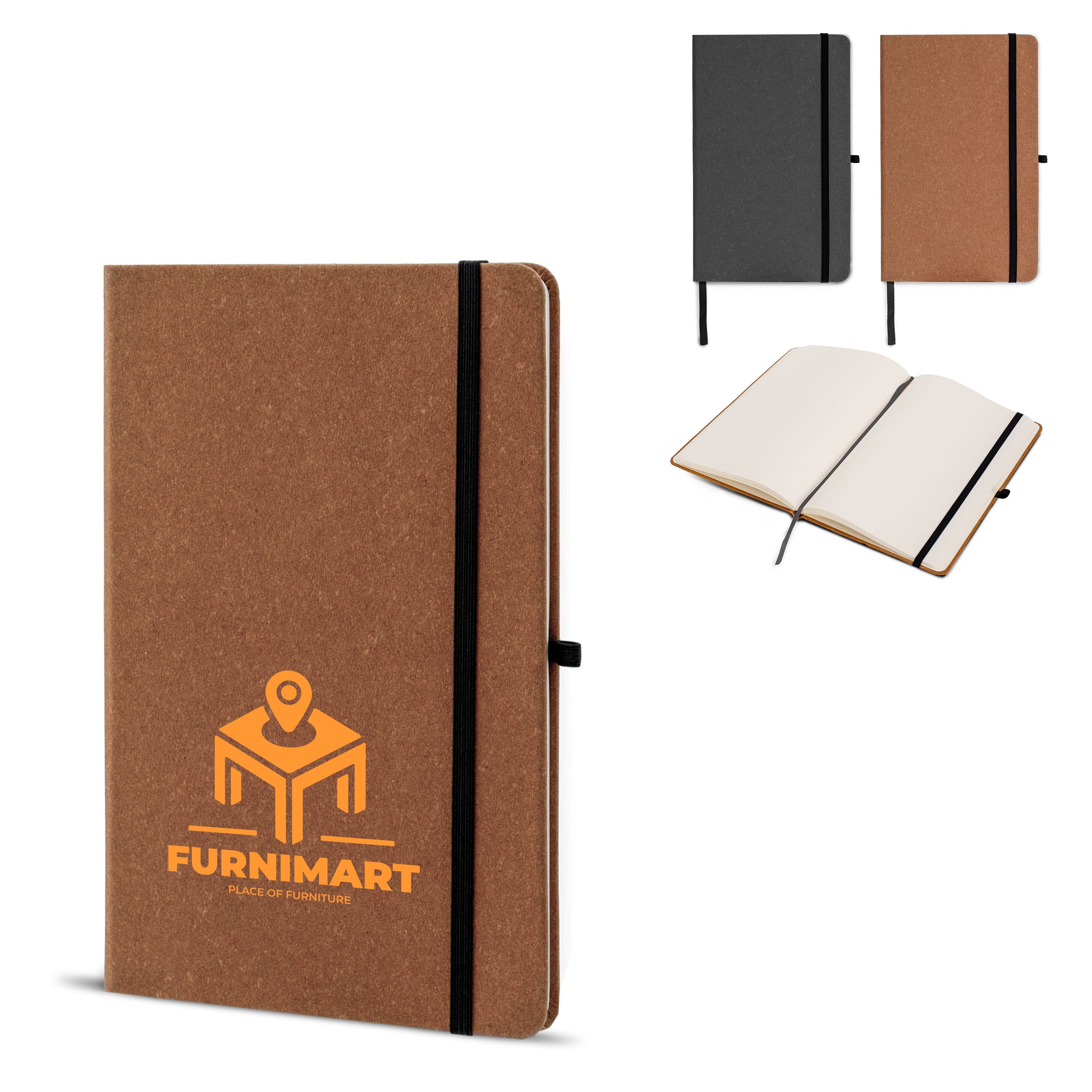 Hardcover-Notizbuch mit Einband aus recycelten Leder DIN A5 - dunkelgrau-971