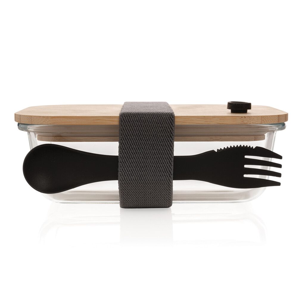 Lunch-Box aus Glas mit Bambusdeckel - transparent-370
