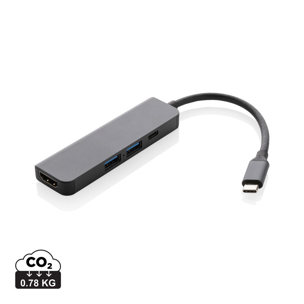 Terra Hub aus RCS recyceltem Aluminium mit HDMI-Input - grau-688