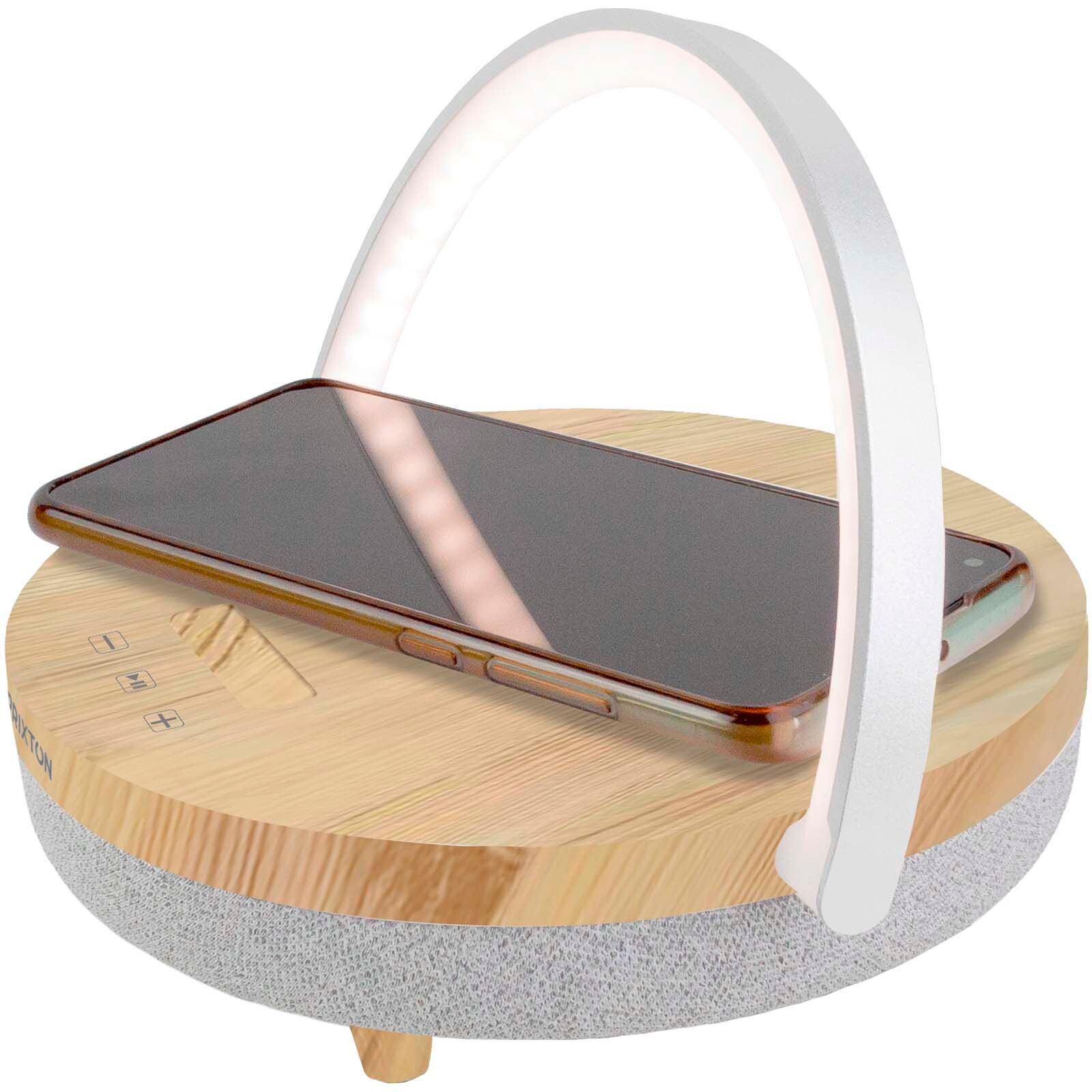 Prixton 10W 4-in-1 Bluetooth-Lautsprecher mit LED-Licht und kabelloser Ladestation - holz-291