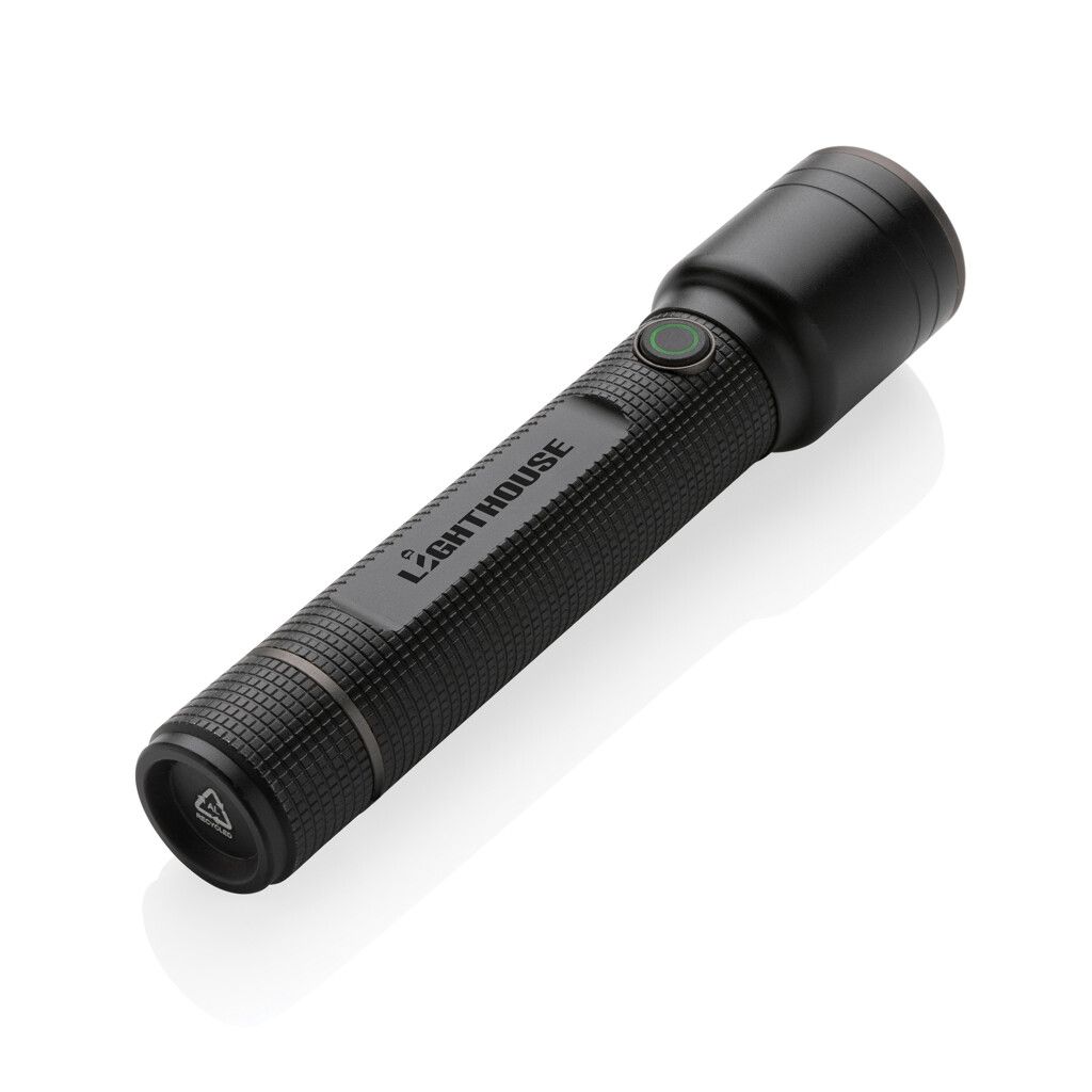 Große Gear X Taschenlampe aus RCS recycelt. Alu mit USB-Akku - schwarz-441