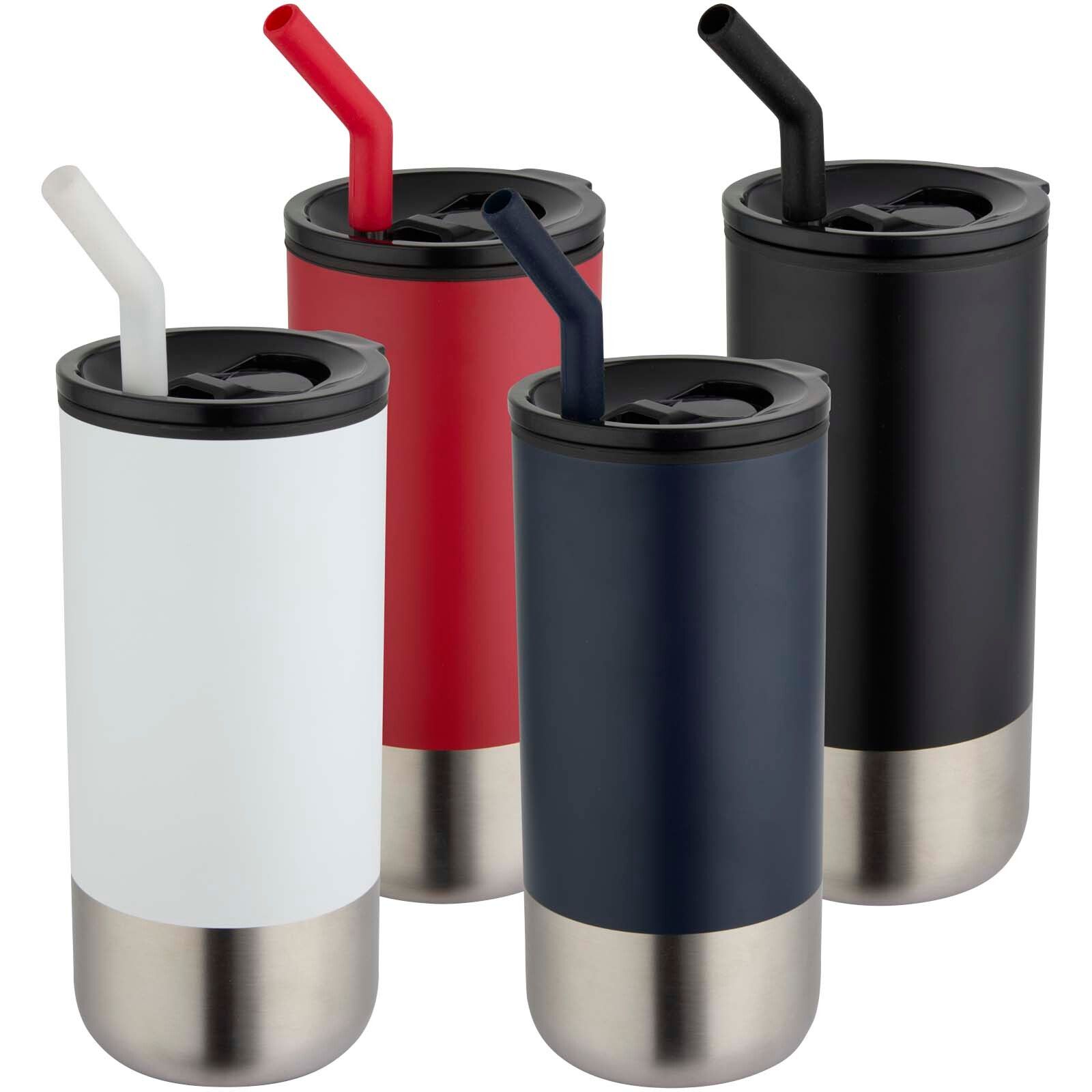 Grayson 480 ml RCS recycelter Isolierbecher mit Trinkhalm - weiss-595