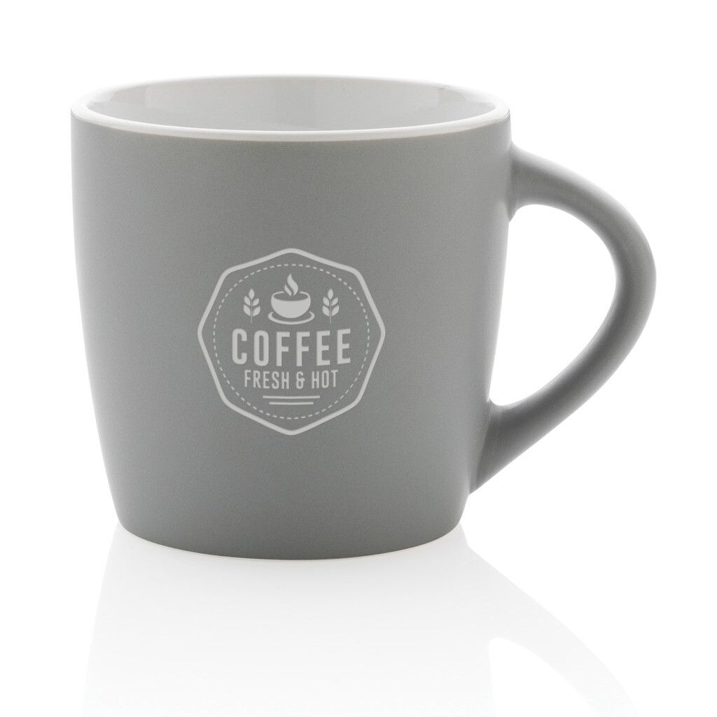 Keramiktasse innen coloriert, 300ml - grau-379