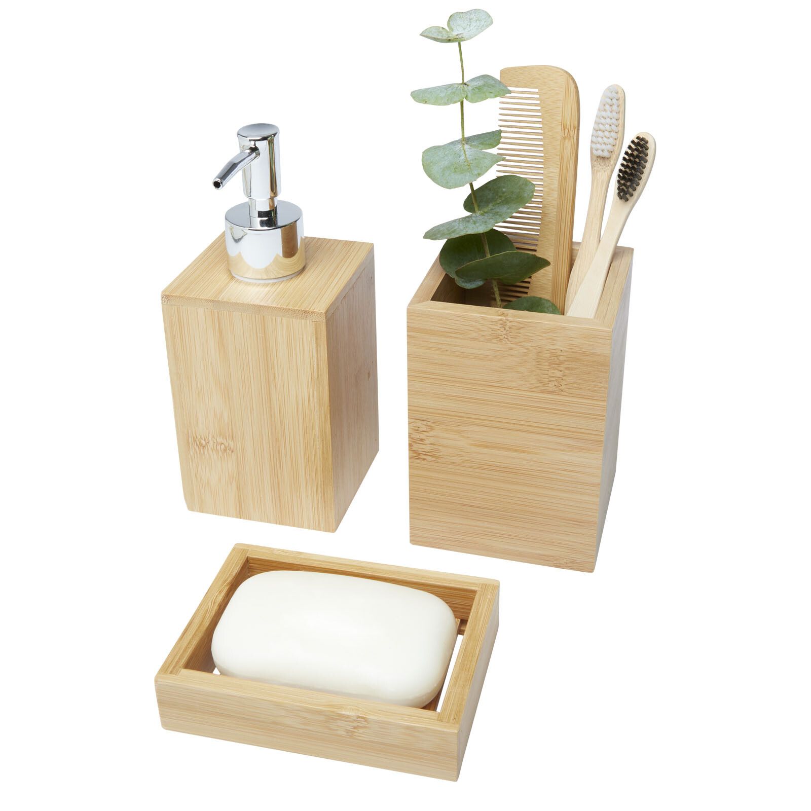 Hedon 3-teiliges Bambus Badezimmer-Set - natural-651