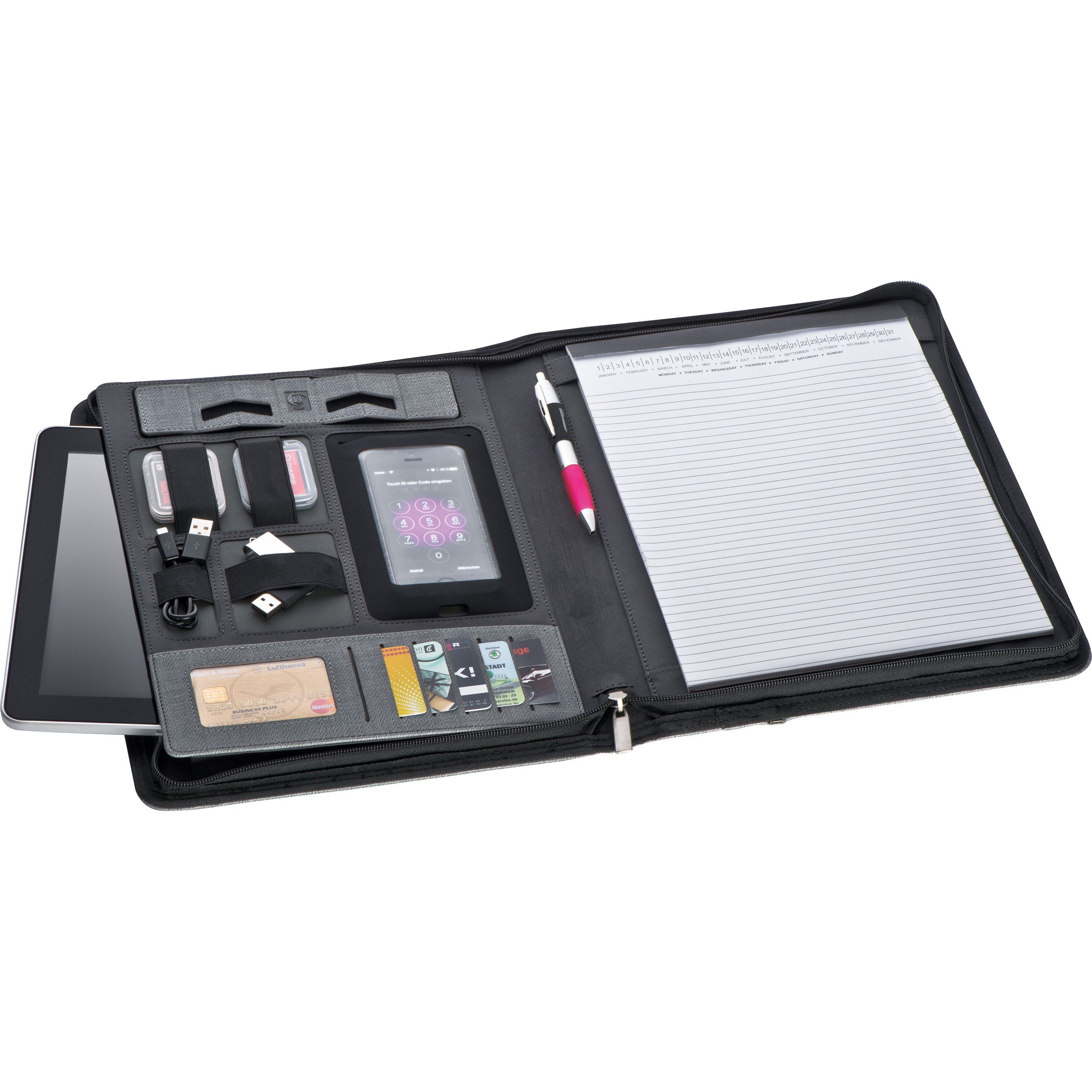 Schreibmappe mit Powerbank Elda - grau-51