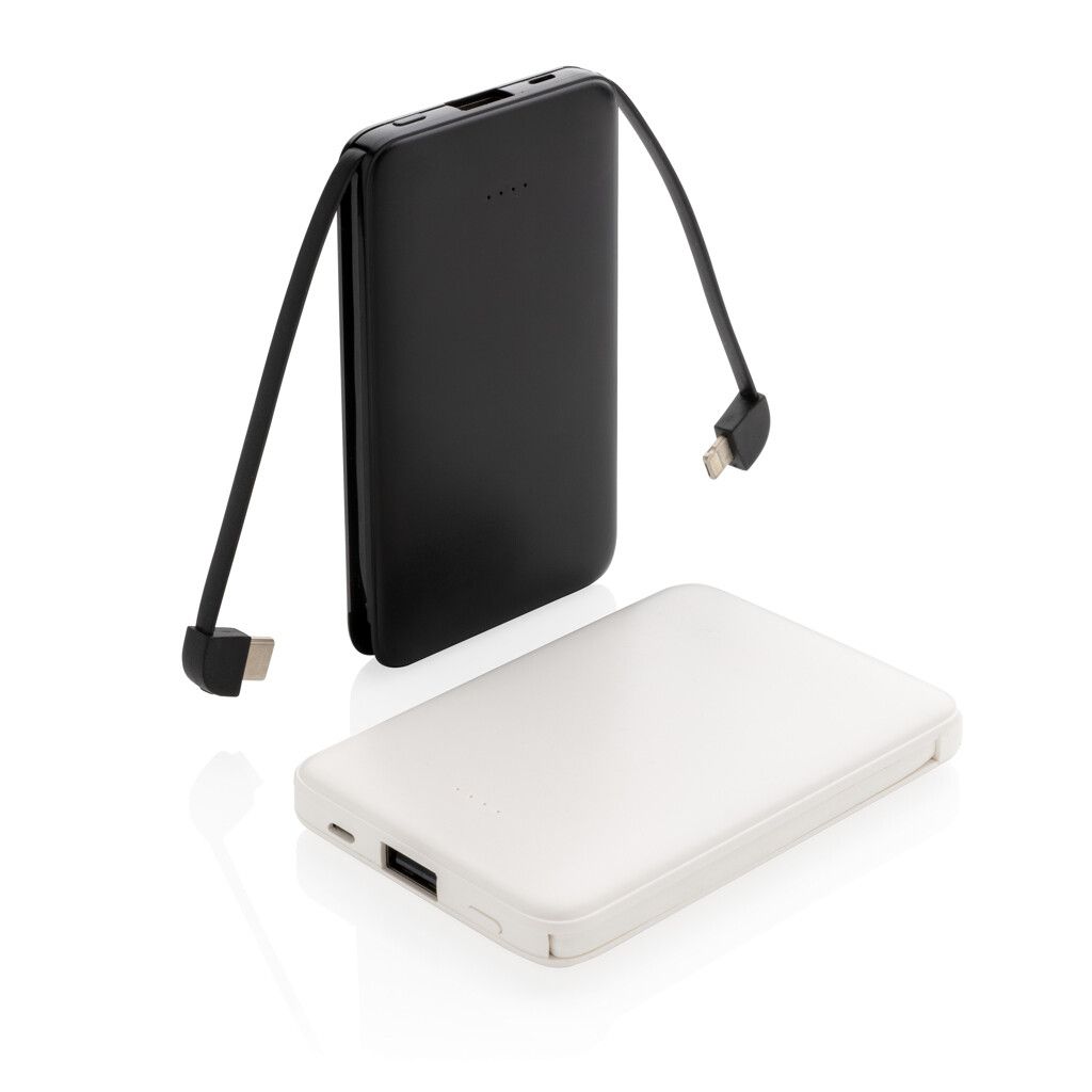 5.000 mAh Powerbank mit integriertem Kabel - weiß-898
