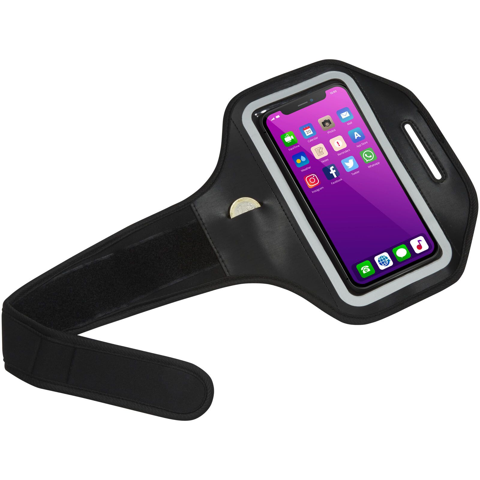 Haile reflektierendes Smartphone Armband mit transparenter Abdeckung - schwarz-934