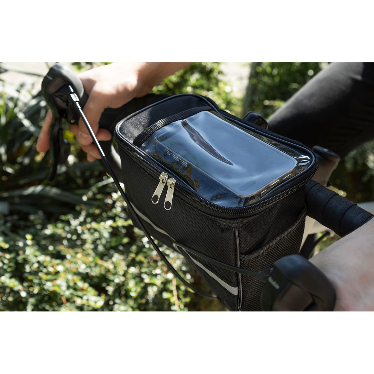 Velofon Plus RPET-Fahrrad-Handyhaltertasche - schwarz-892