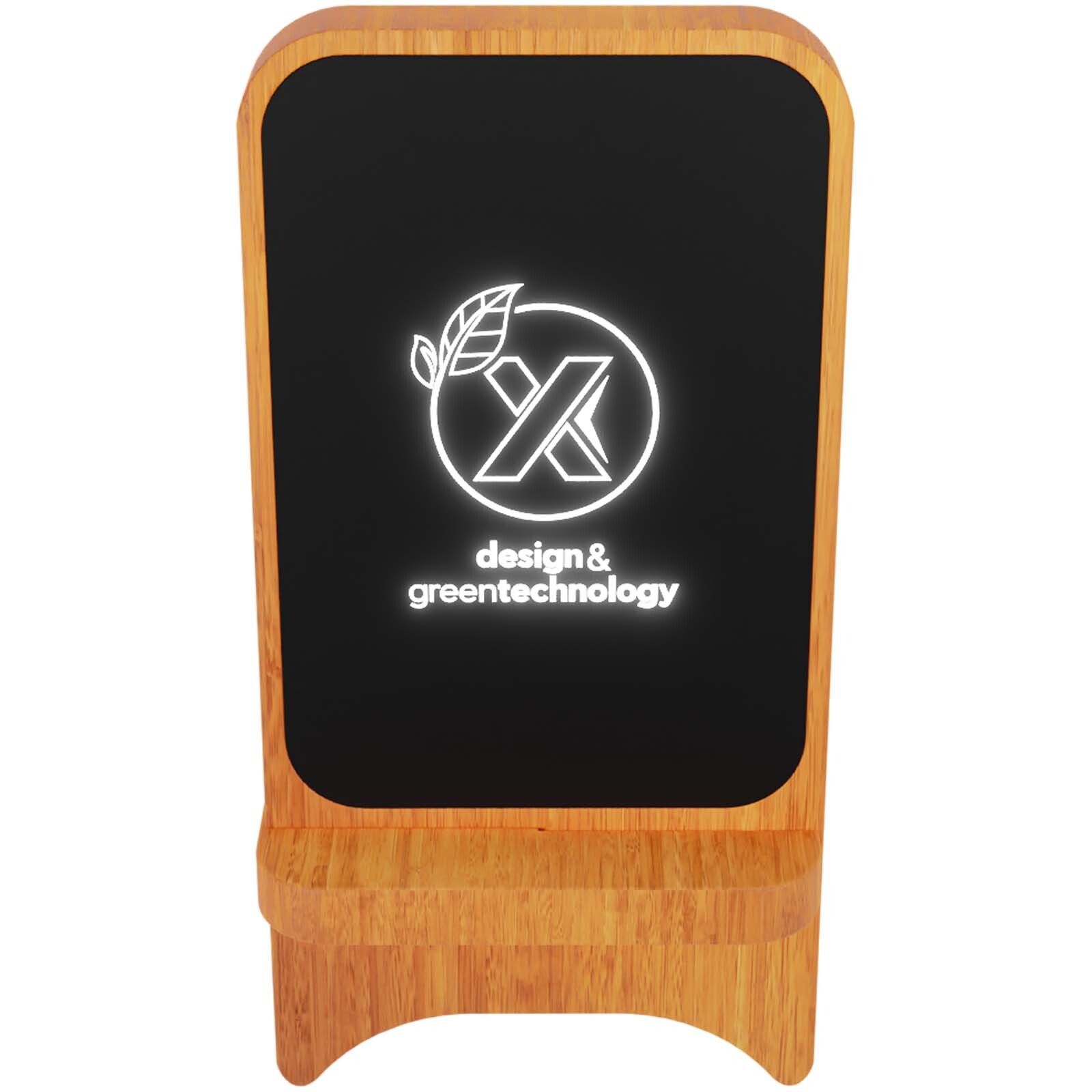 SCX.design W16 kabelloser 15-Watt-Ladeständer aus Holz mit Leuchtlogo - holz-420