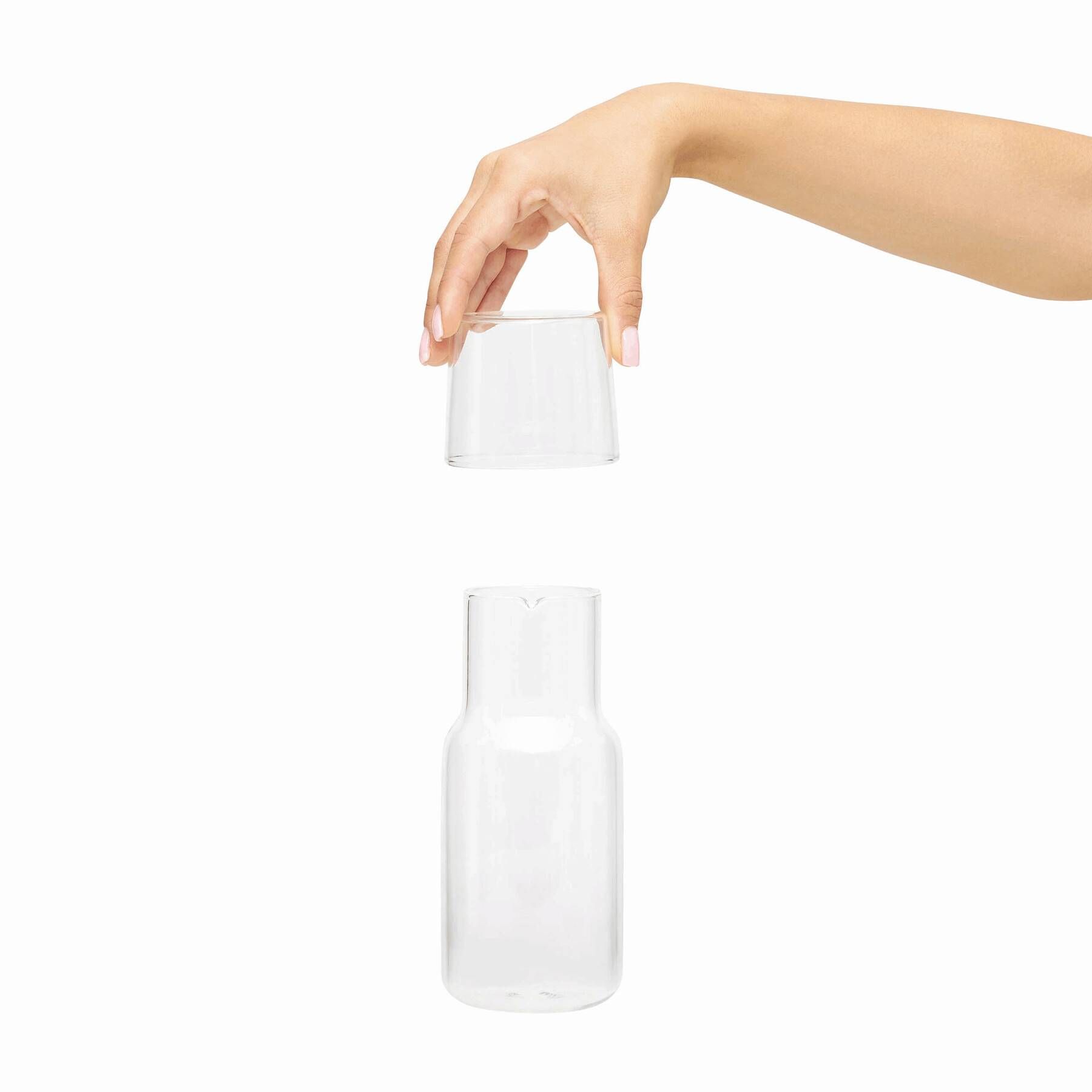 Glas-Karaffe mit Trinkglas CALMY - transparent-286