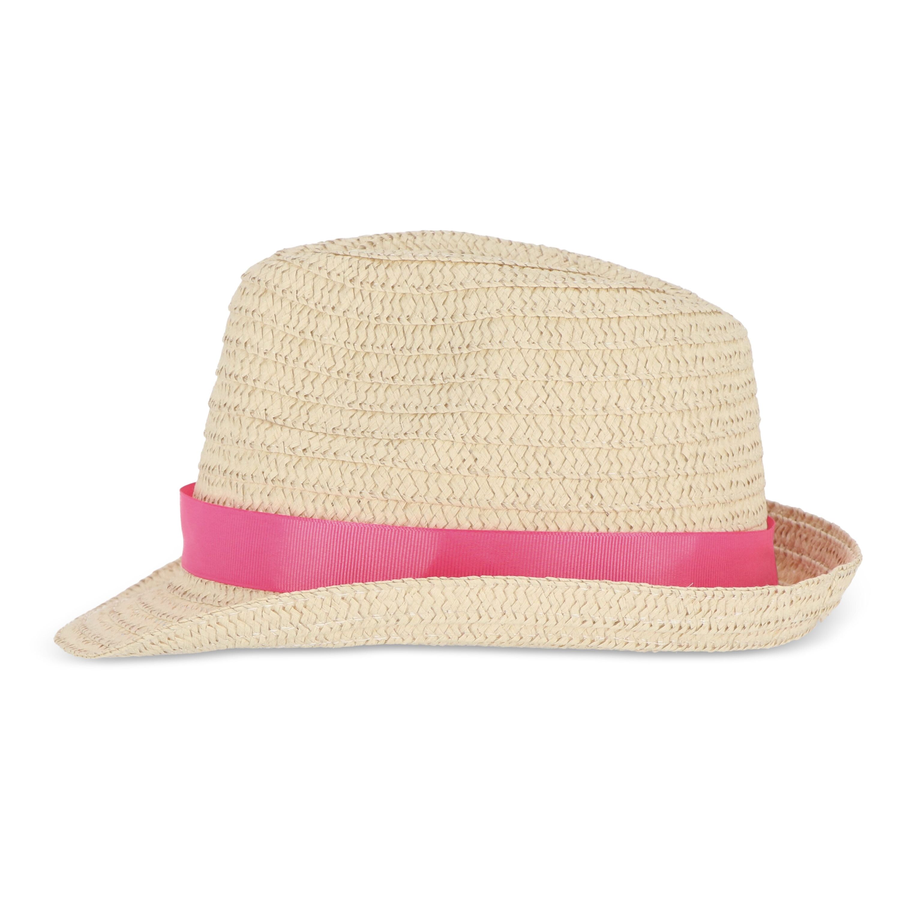 Pflanzlicher Strohhut mit farbigem Band - rosa-309