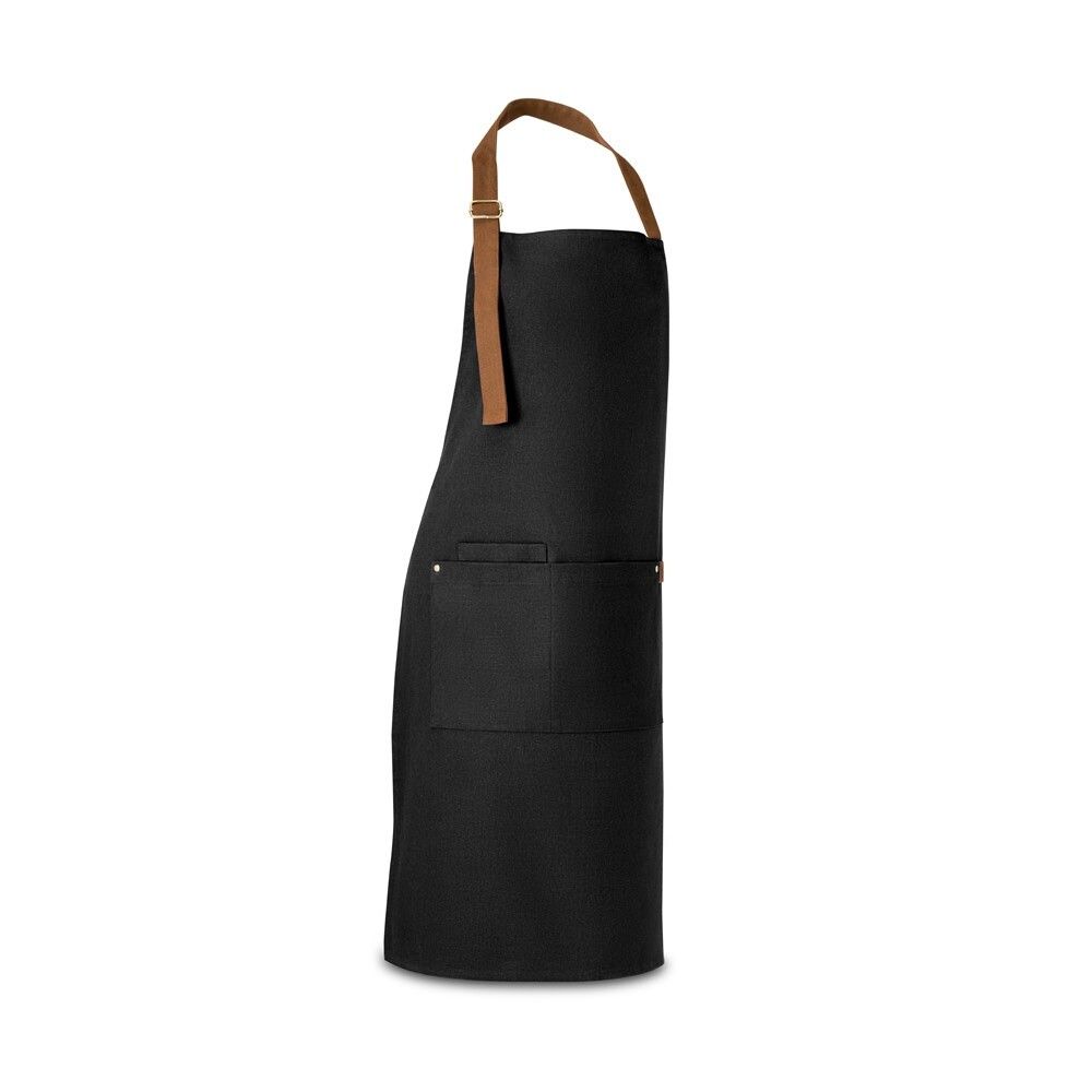 VESPER Schürze aus 100% Canvas-Baumwolle (300 g/m²) mit Metalldetails - schwarz-585