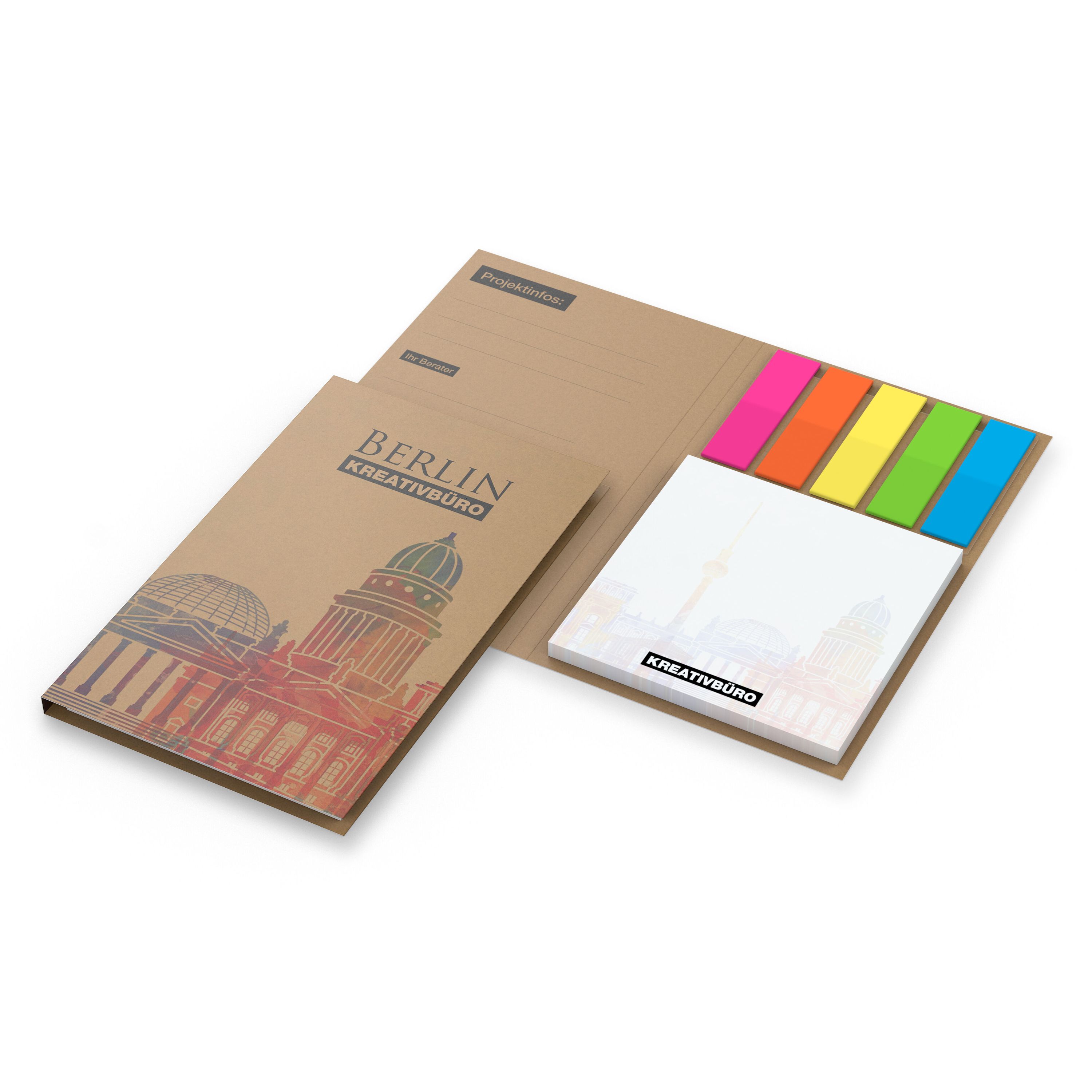 Haftnotiz-Set Berlin, Filmmarker, Naturkarton braun-individuell-421