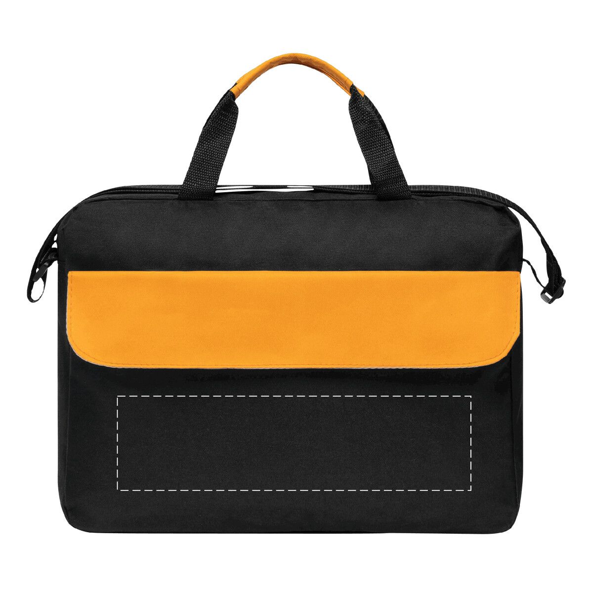 Veredelungsposition mittig auf dem schwarzem Bereich der Vortasche