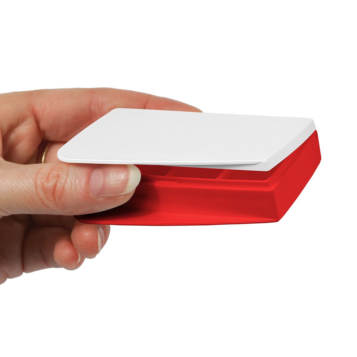 Pillendose Alpha (mit 4 Fächern) - weiß - rot-900