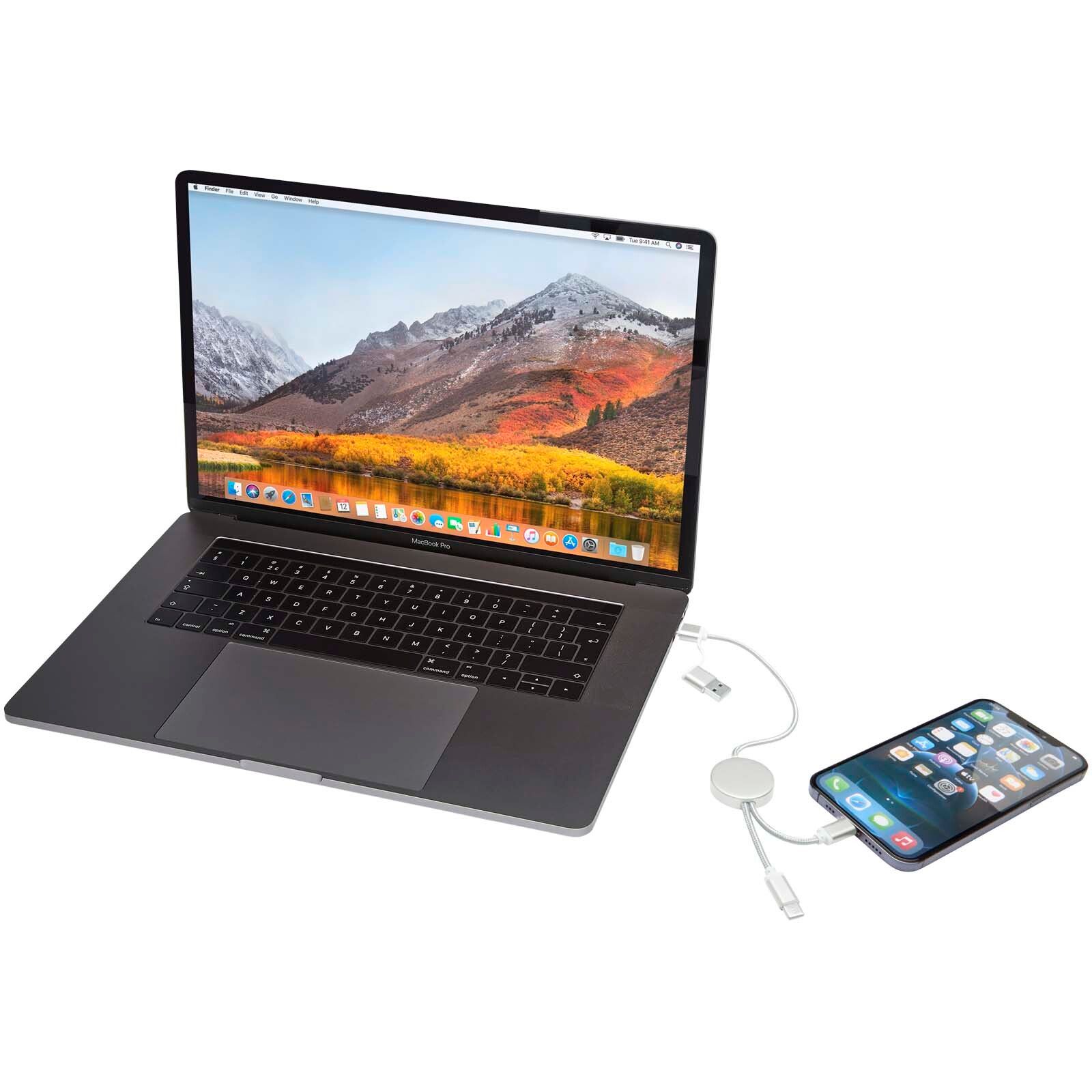 Alasia 30 cm 5-in-1 Kabel aus recyceltem Kunststoff für Datenübertragung und 27W Schnellladung - silber-641