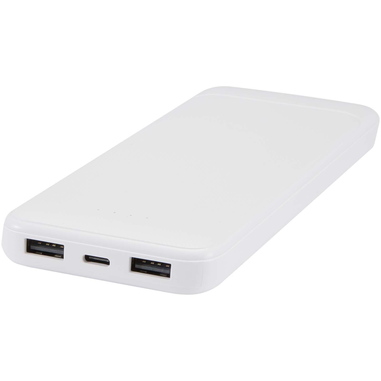 Adhil 10 W 10.000 mAh Powerbank aus recyceltem Kunststoff mit 2 integrierten Kabeln - weiss-948