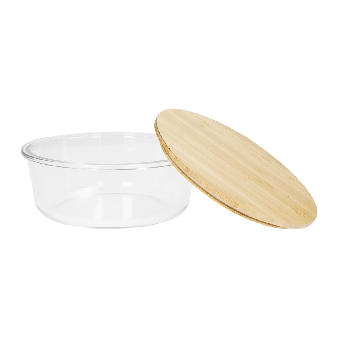 Glasbox Balance, rund 19x7,5 cm - transparent - braun-807