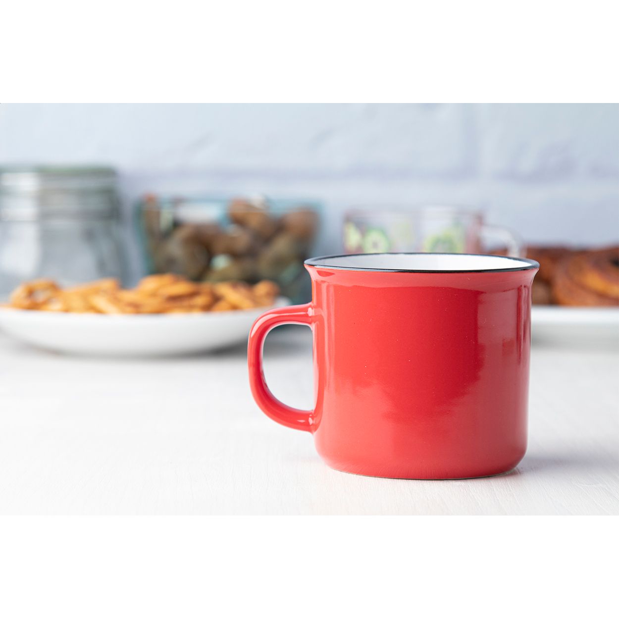 Woodstock Vintage-Keramiktasse, 300 ml - rot-246