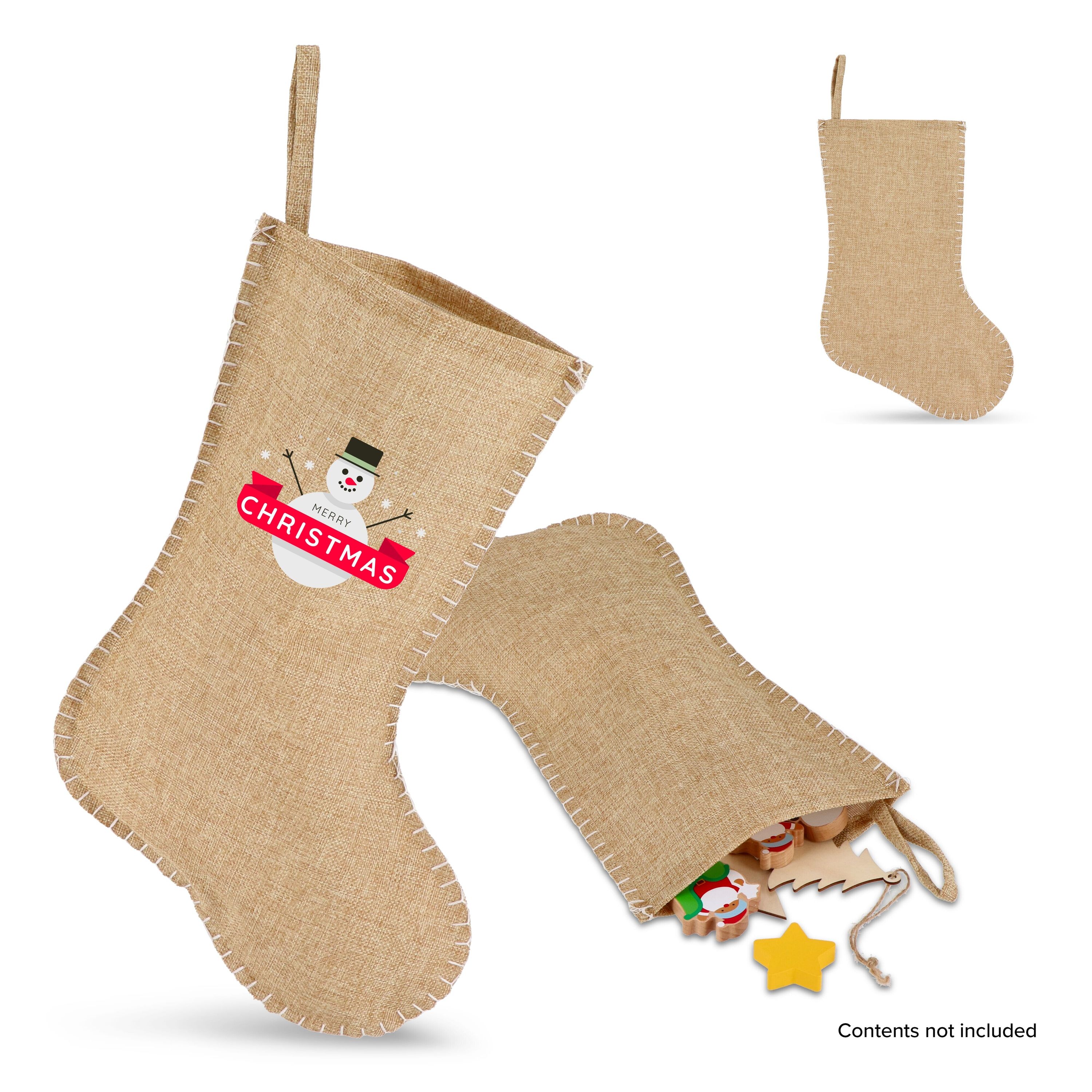 Weihnachtsstrumpf im Jute-Stil mit Ziernaht 40 cm - natur-285