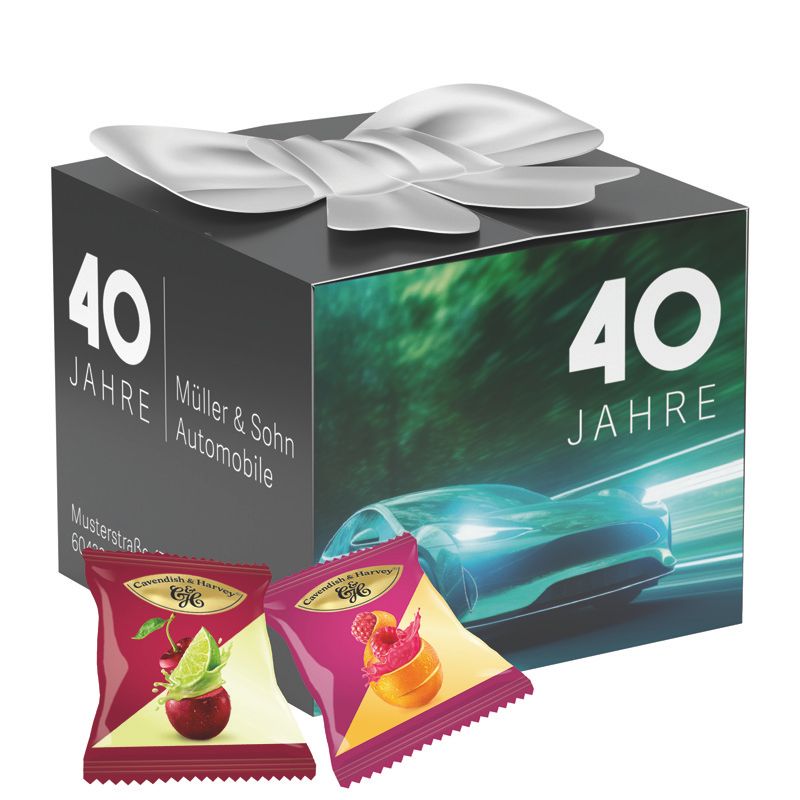 Geschenkbox Midi Schleife, Cavendish & Harvey Double Fruit Bonbons-520