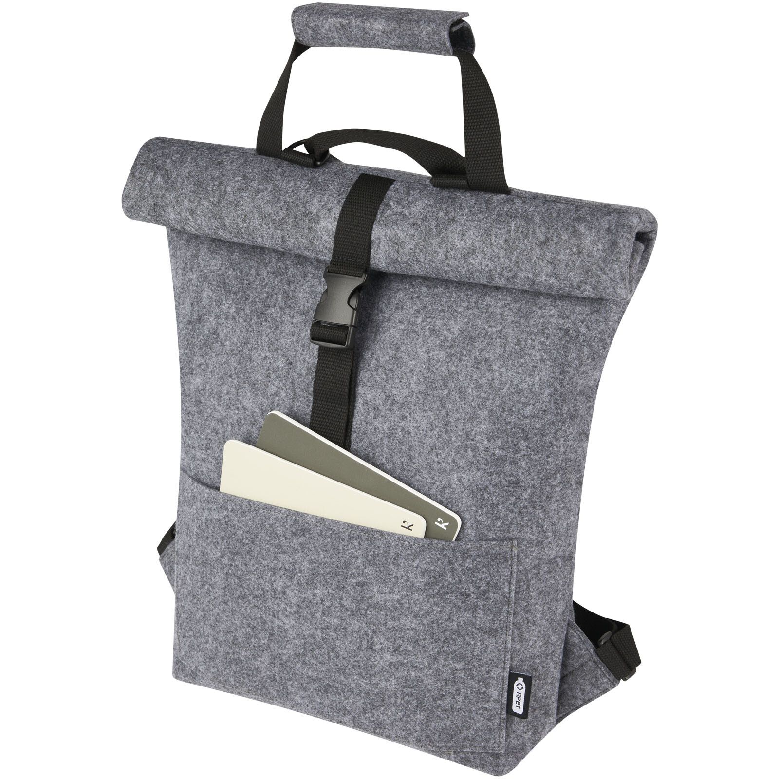 Felta Fahrradtasche aus GRS-recyceltem Filz 13 L - mittelgrau-426